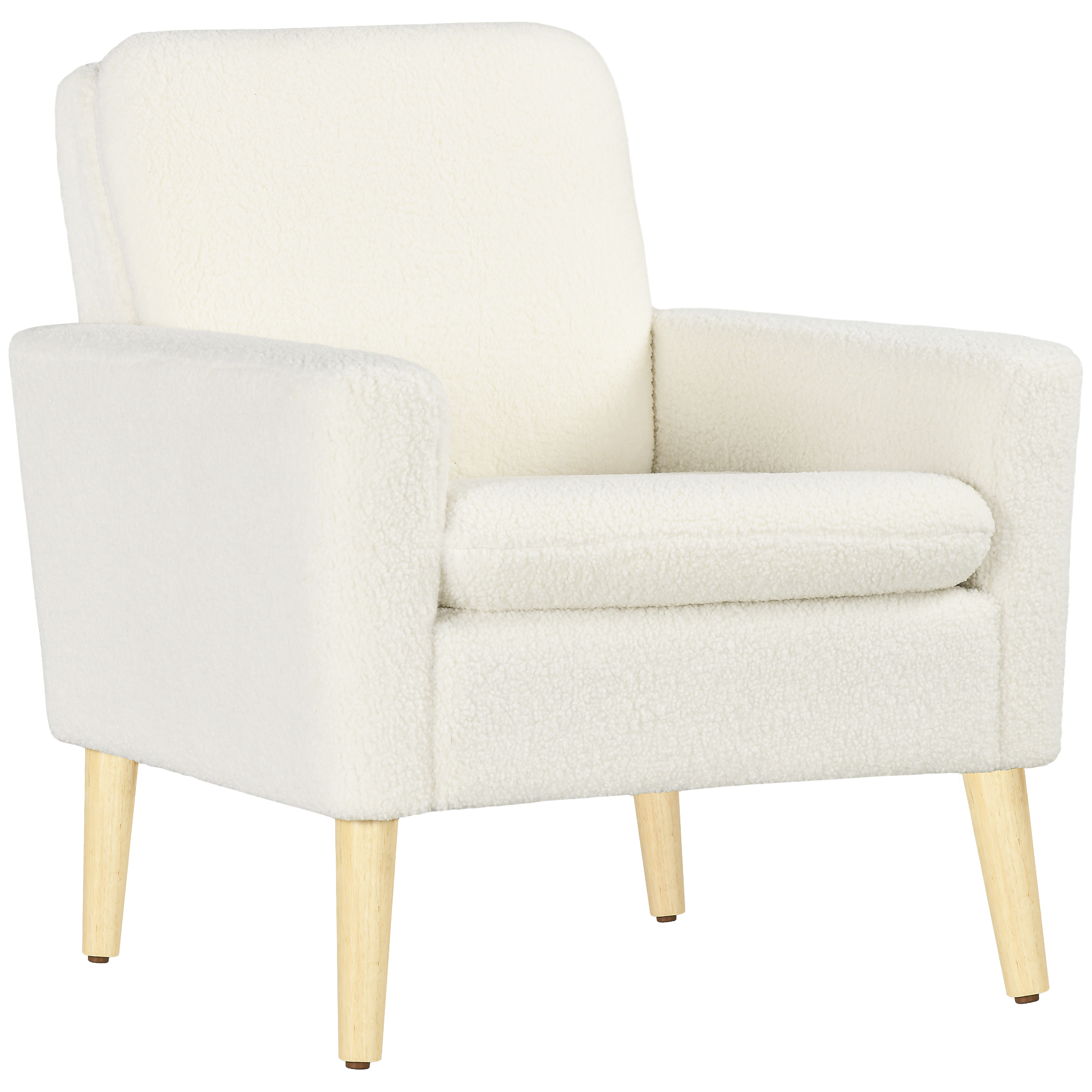 Scott Upholstered Accent Armchair with Wide Padded Seat - Cream White - Life Essentials