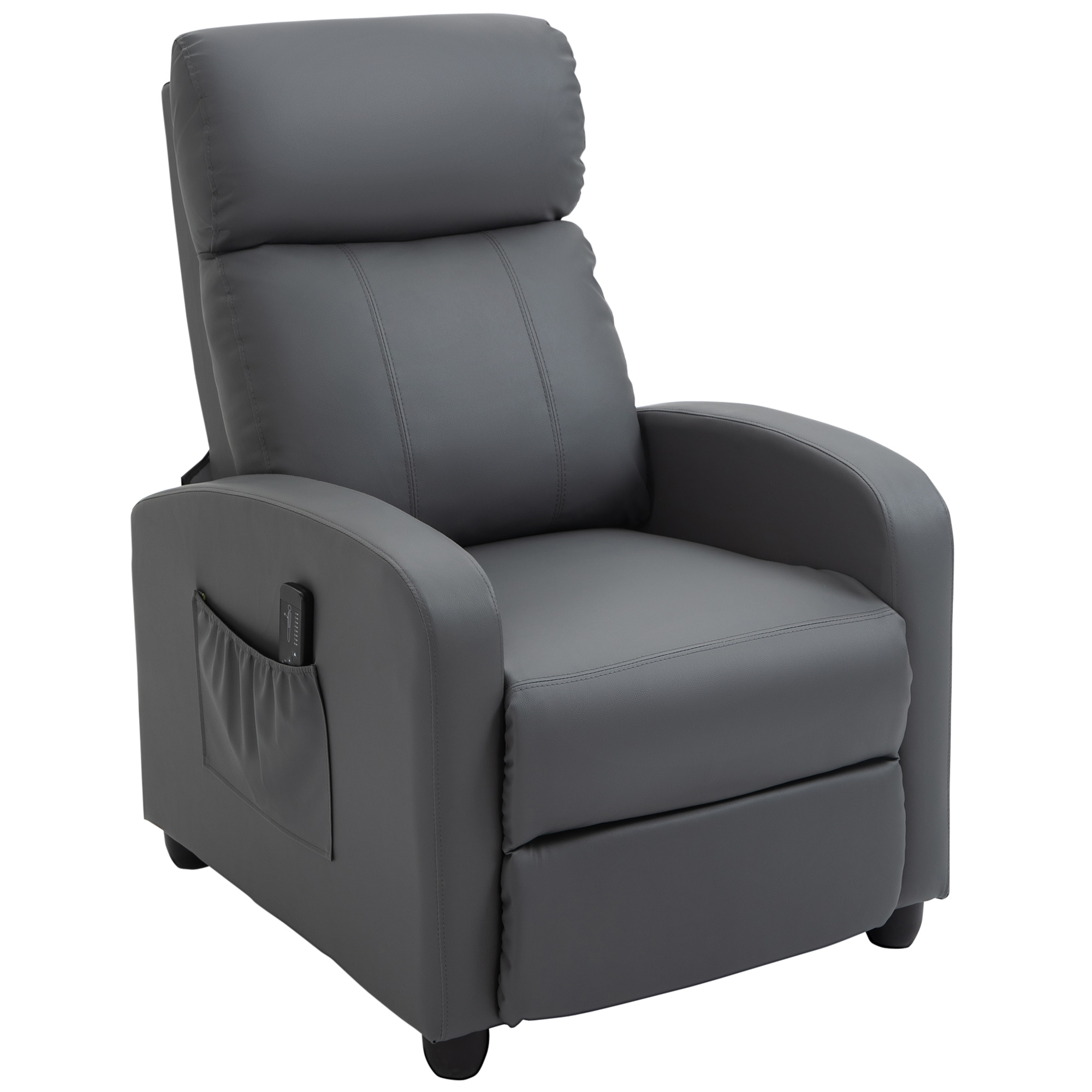 Recliner Sofa Chair PU Leather Massage Armcair w/ Footrest and Remote Control for Living Room, Bedroom, Home Theater, Grey - Life Essentials