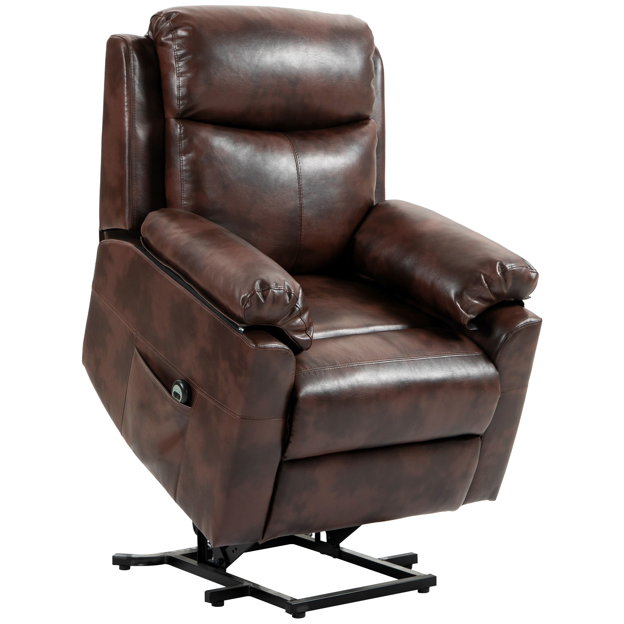 Scott Power Lift Recliner Chair with Remote Control and Pockets - Brown - Life Essentials