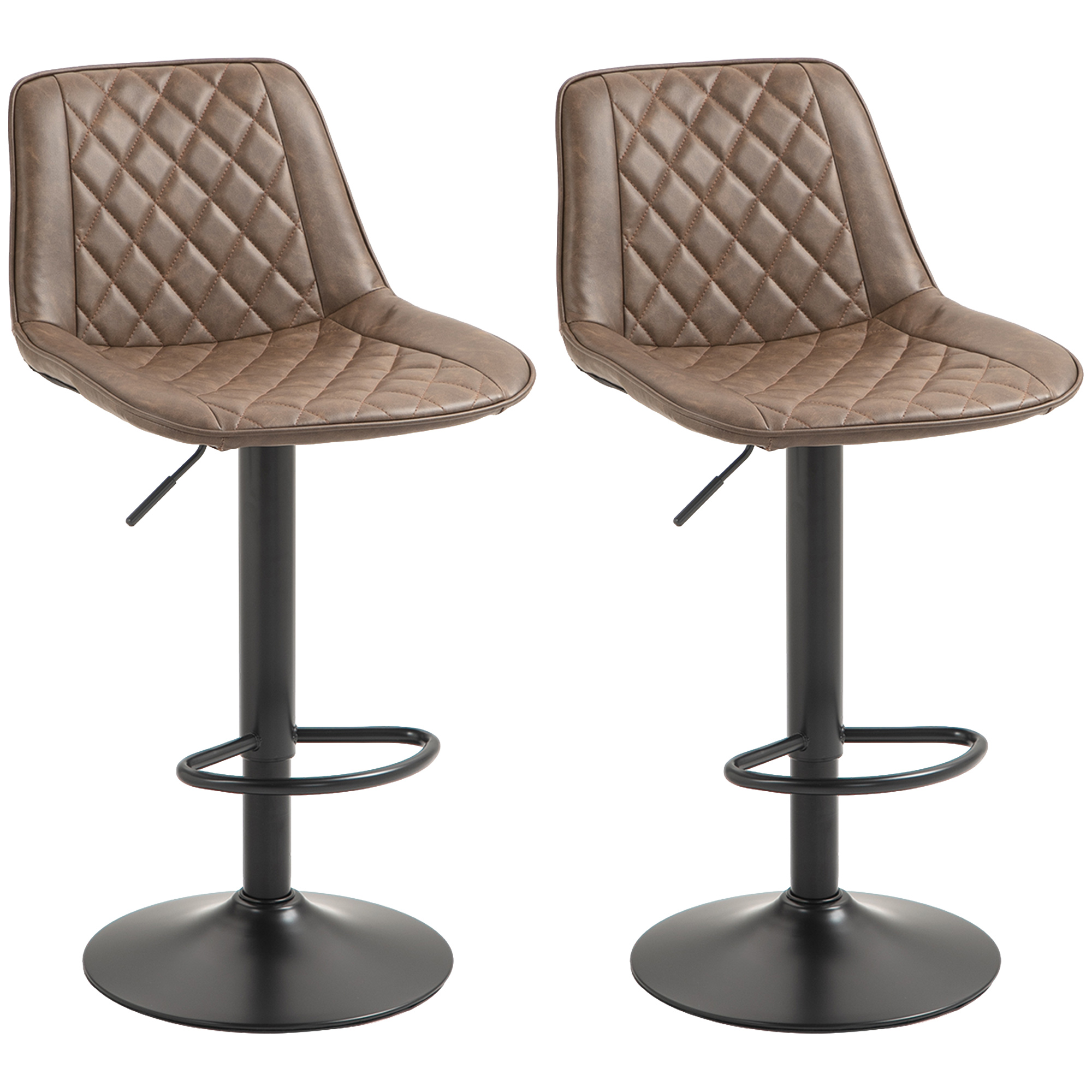 Scott Retro Adjustable Kitchen Bar Stools Set of 2 - Brown - Life Essentials