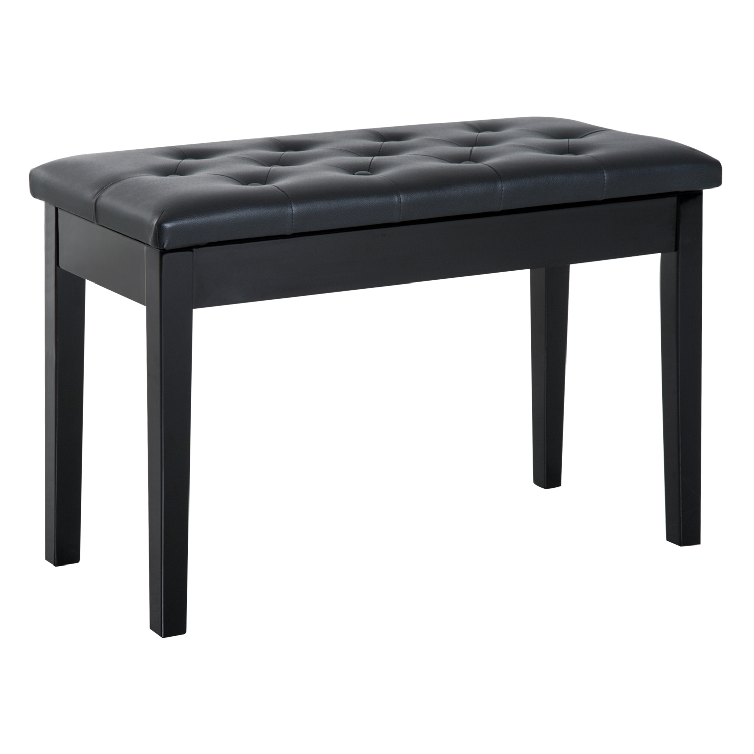 PU Leather Upholstered Piano Stool Makeup Stool Bench Dressing Table Seat with Storage 76x36x50cm, Black - Life Essentials