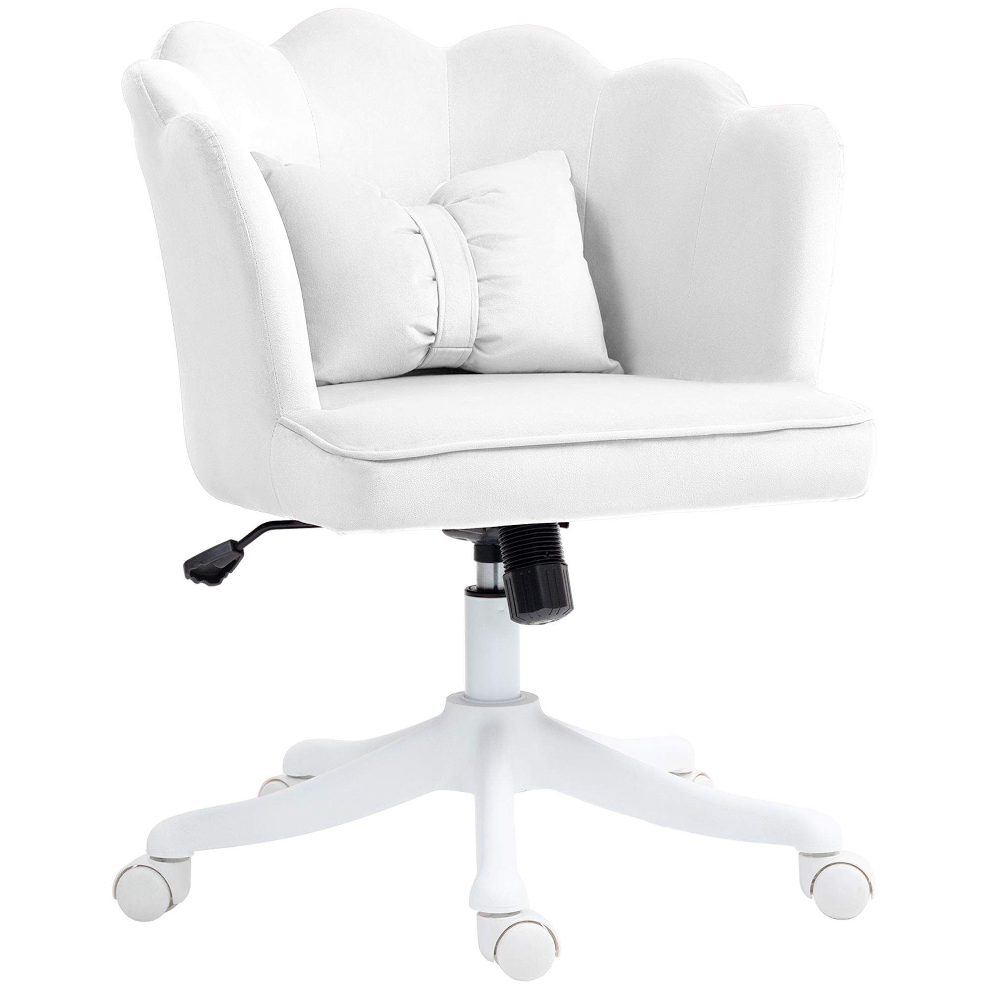 HERON Velvet-Feel Petal Back Office Chair - White - Life Essentials