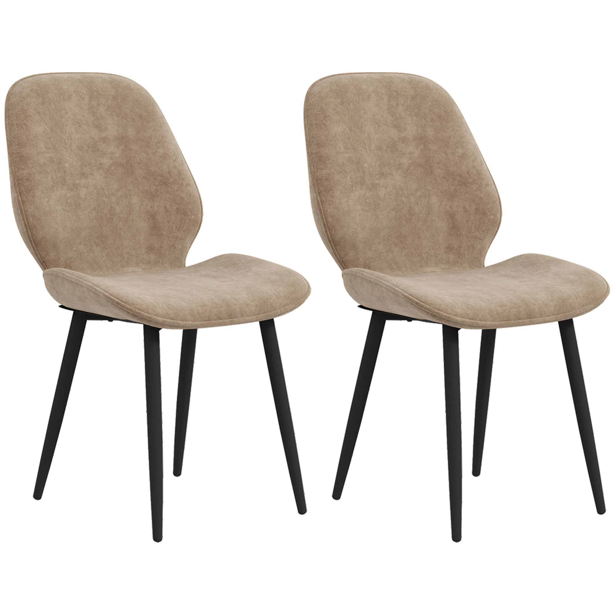 Velvet Dining Chairs, Set of 2 Dining Room Chairs with Metal Legs for Living Room, Dining Room, Light Brown - Life Essentials