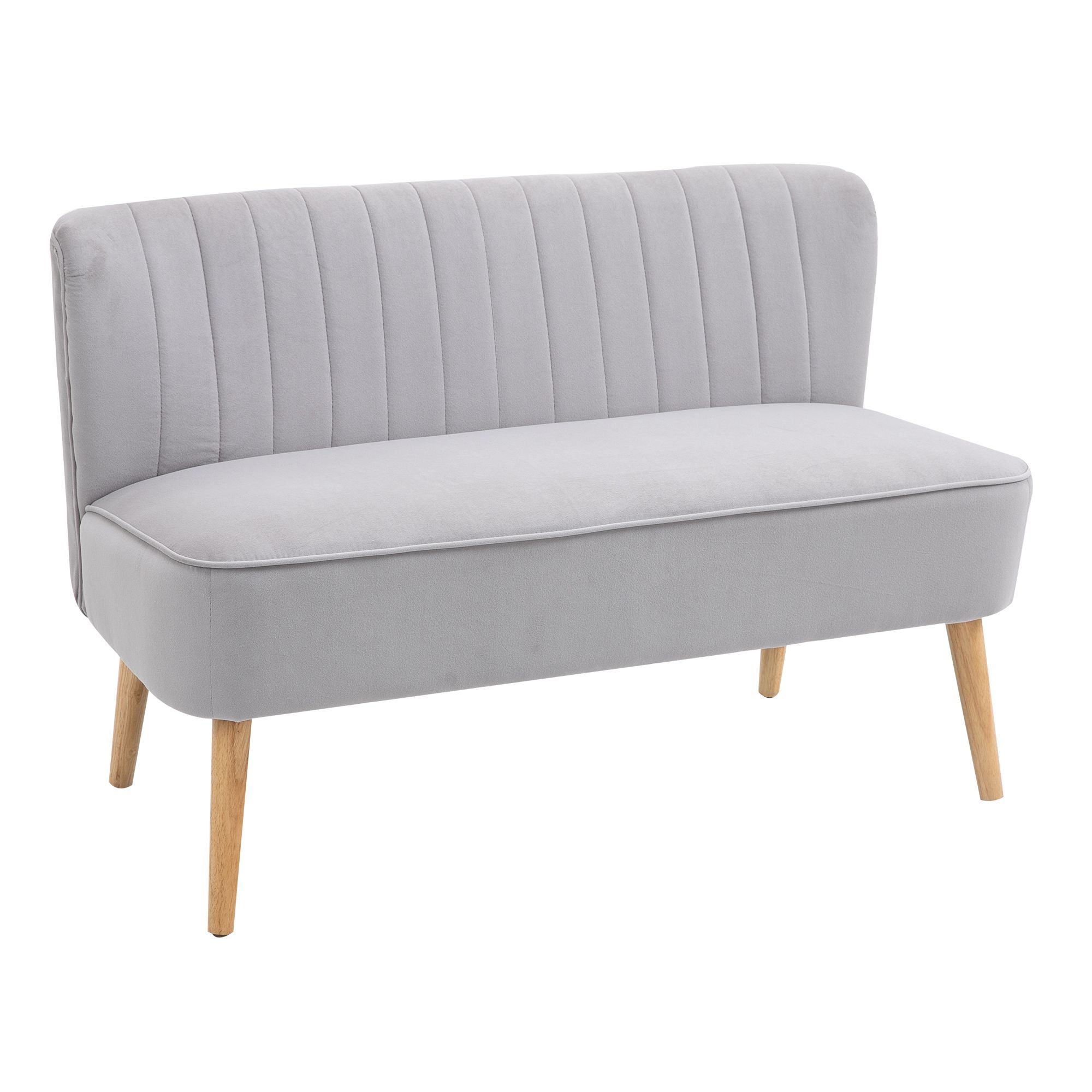 Modern Velvet Double Seat Sofa w/ Wood Frame Foam Padding High Back Soft Comfortable Compact Couch Grey - Life Essentials