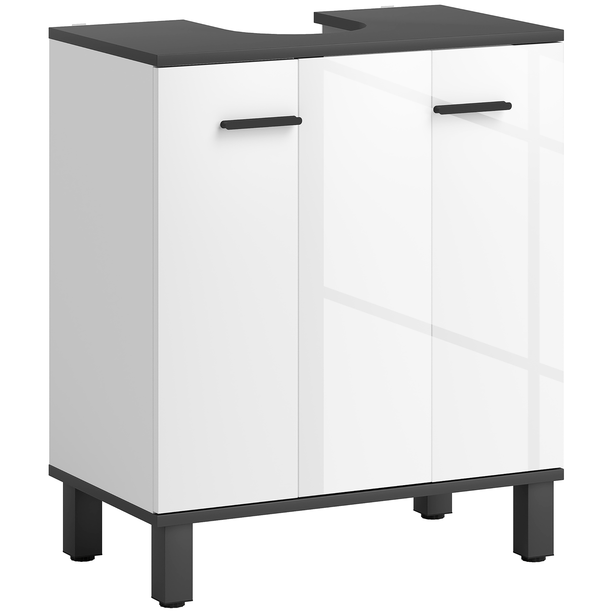HERON Under Sink Bathroom Cabinet, High Gloss White - Life Essentials