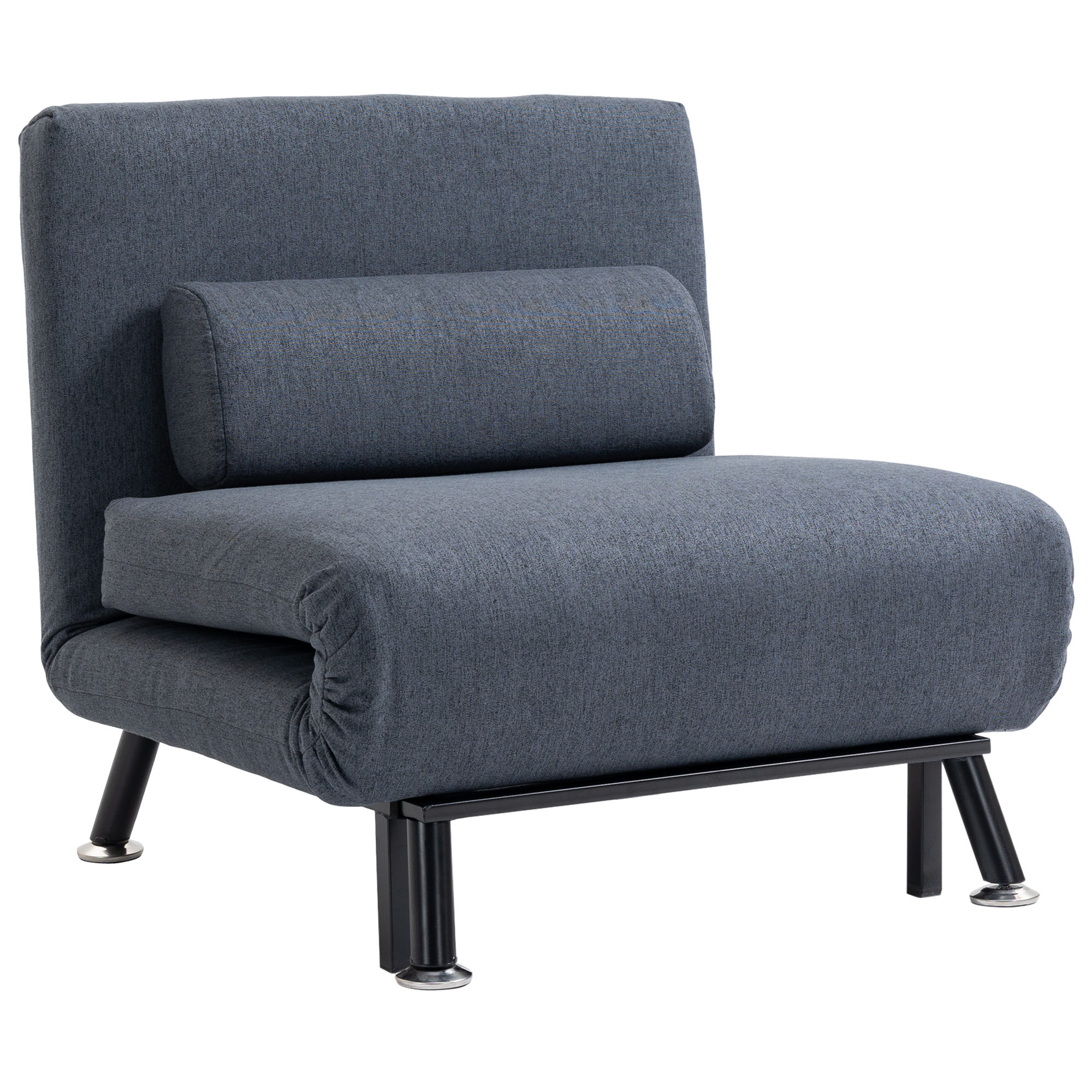 Single Sofa Bed Sleeper Foldable Portable Pillow Lounge Couch Living Room Furniture - Dark Grey - Life Essentials