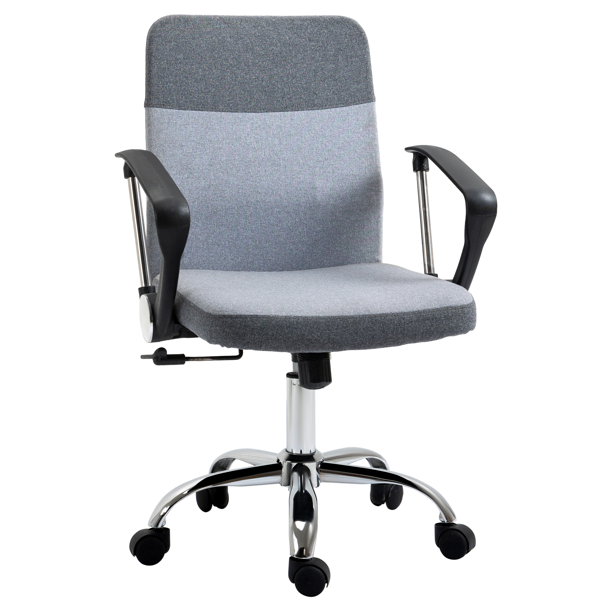 Office Chair Linen Fabric Swivel Computer Desk Chair Home Study Adjustable Chair with Wheels, Grey - Life Essentials
