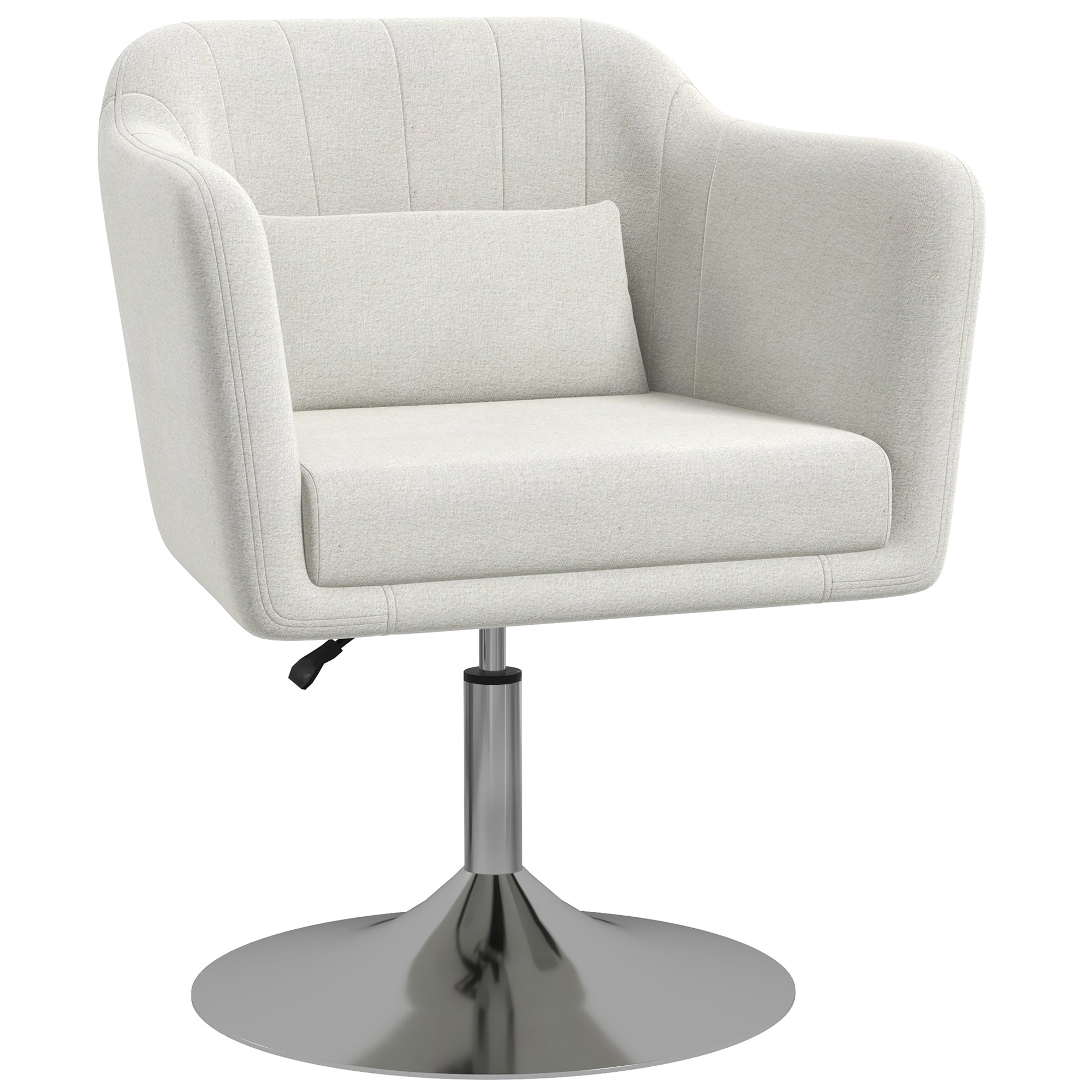 Modern Accent Chair with Swivel Base, Height Adjustable Arm Chair with Pillow for Living Room, Bedroom, Cream White - Life Essentials