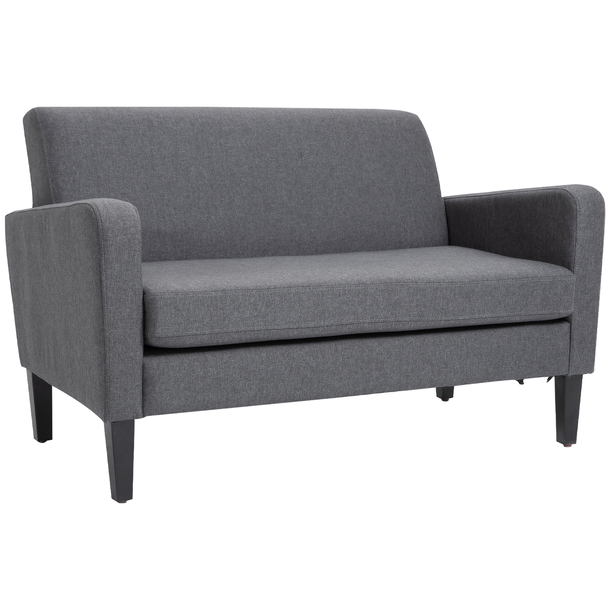 Linen Modern-Curved 2-Seat Sofa Loveseat w/ Thick Cushion Wood Legs Foot Pads Single Compact Home Furniture Grey - Life Essentials