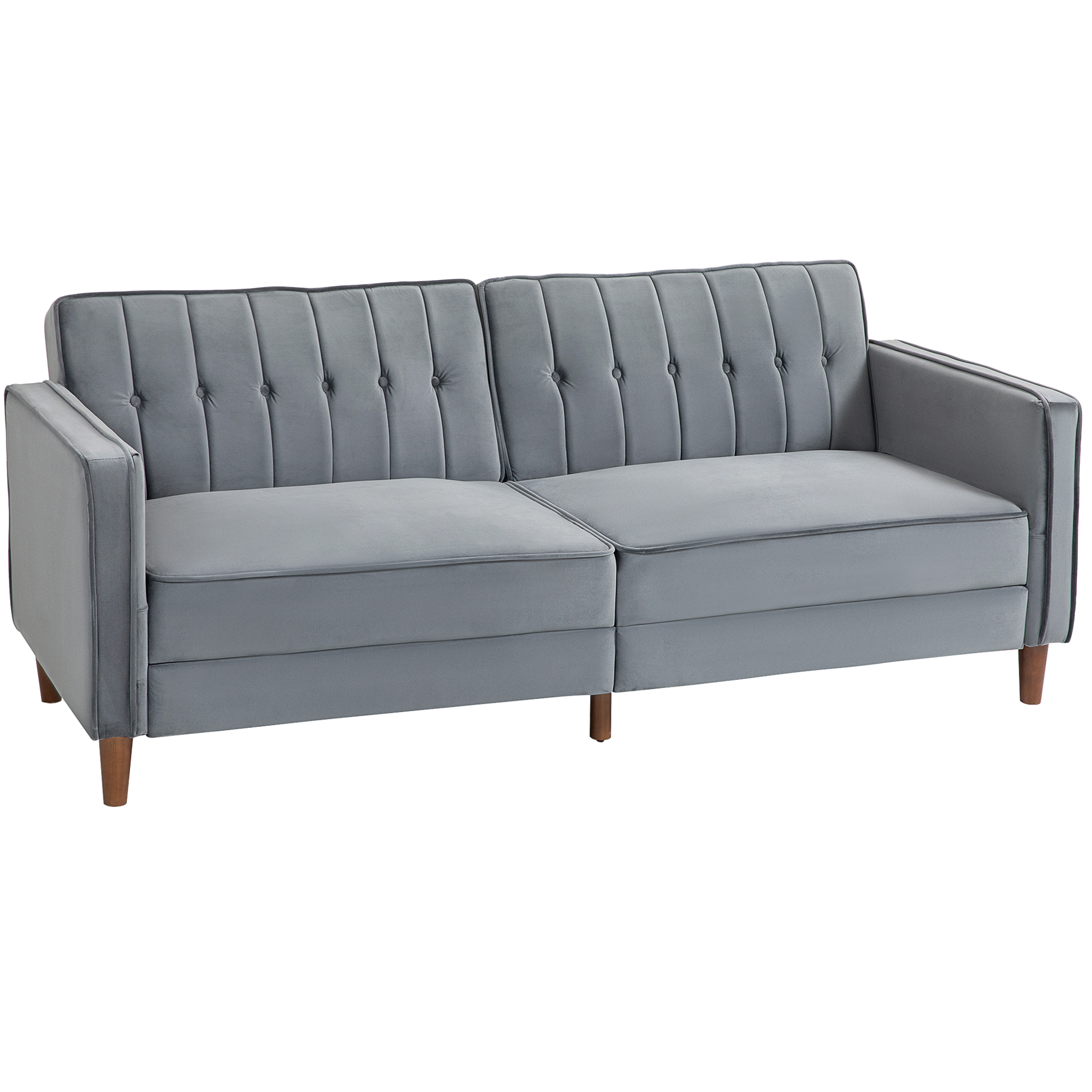 HERON Velvet-Feel Three-Seater Sofa Bed - Dark Grey - Life Essentials