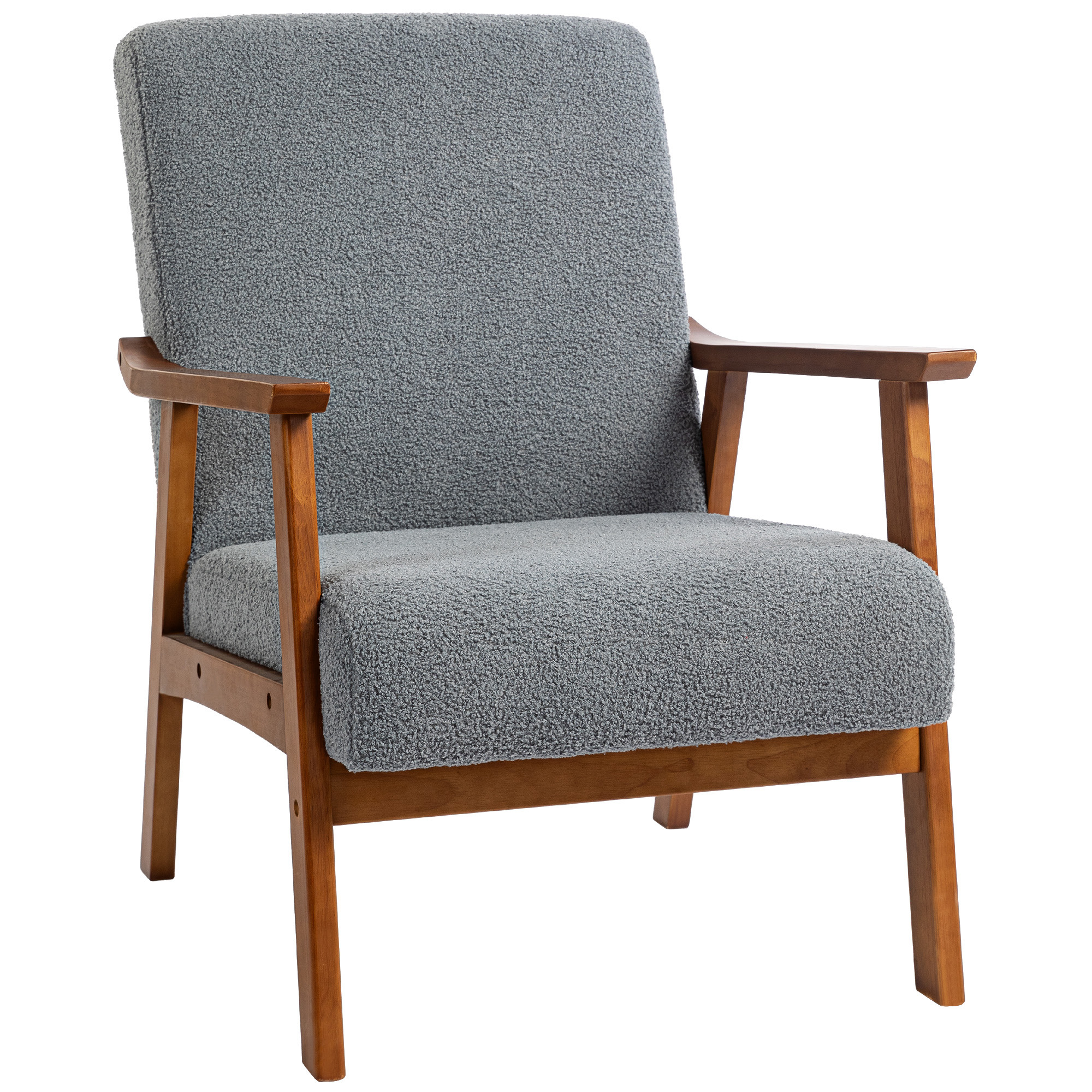 Armchair - Boucle Accent Chair Grey 83cm - Life Essentials