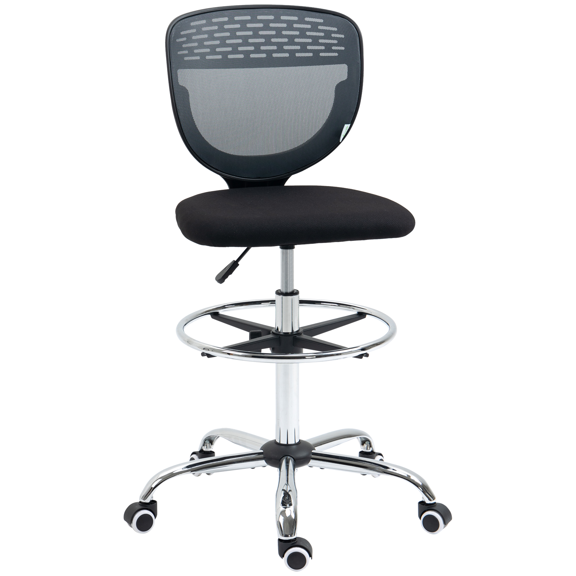 Vinsetto Drafting Chair, Swivel Office Draughtsman Chair, Mesh Standing Desk Chair with Lumbar Support, Adjustable Foot Ring, Armless, Grey - Life 