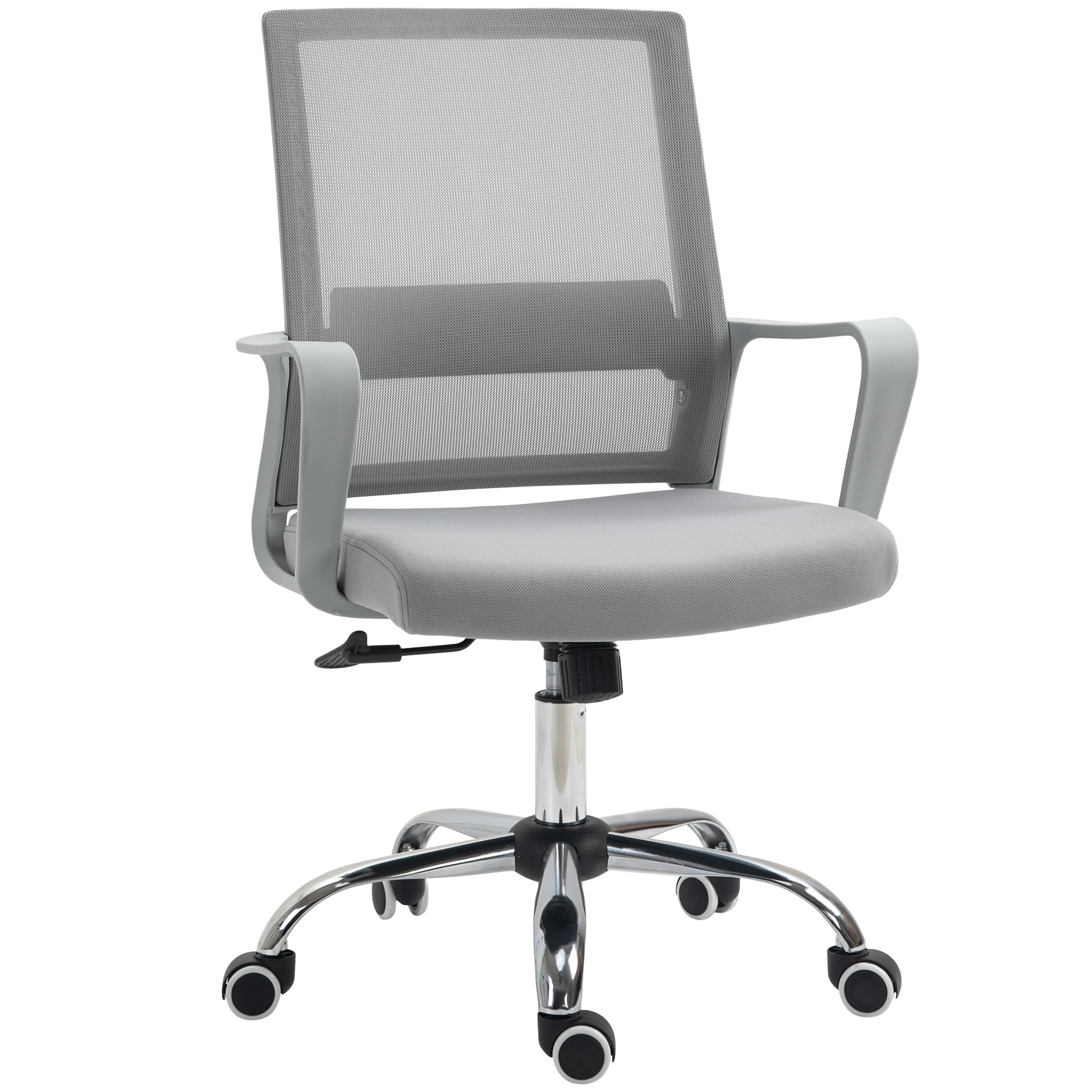 Ergonomic Desk Chair Mesh Office Chair with Adjustable Height Armrest and 360° Swivel Castor Wheels Grey - Life Essentials