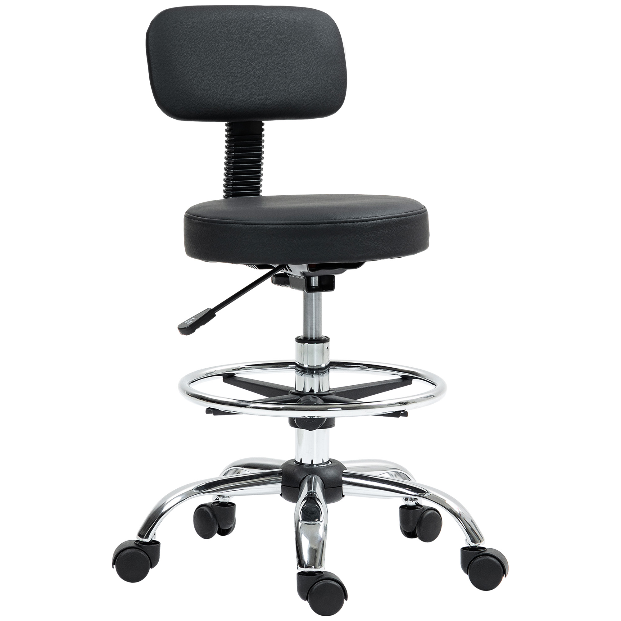 HERON Drafting Chair, Office Chair with Backrest and Adjustable Footrest, Black - Life Essentials