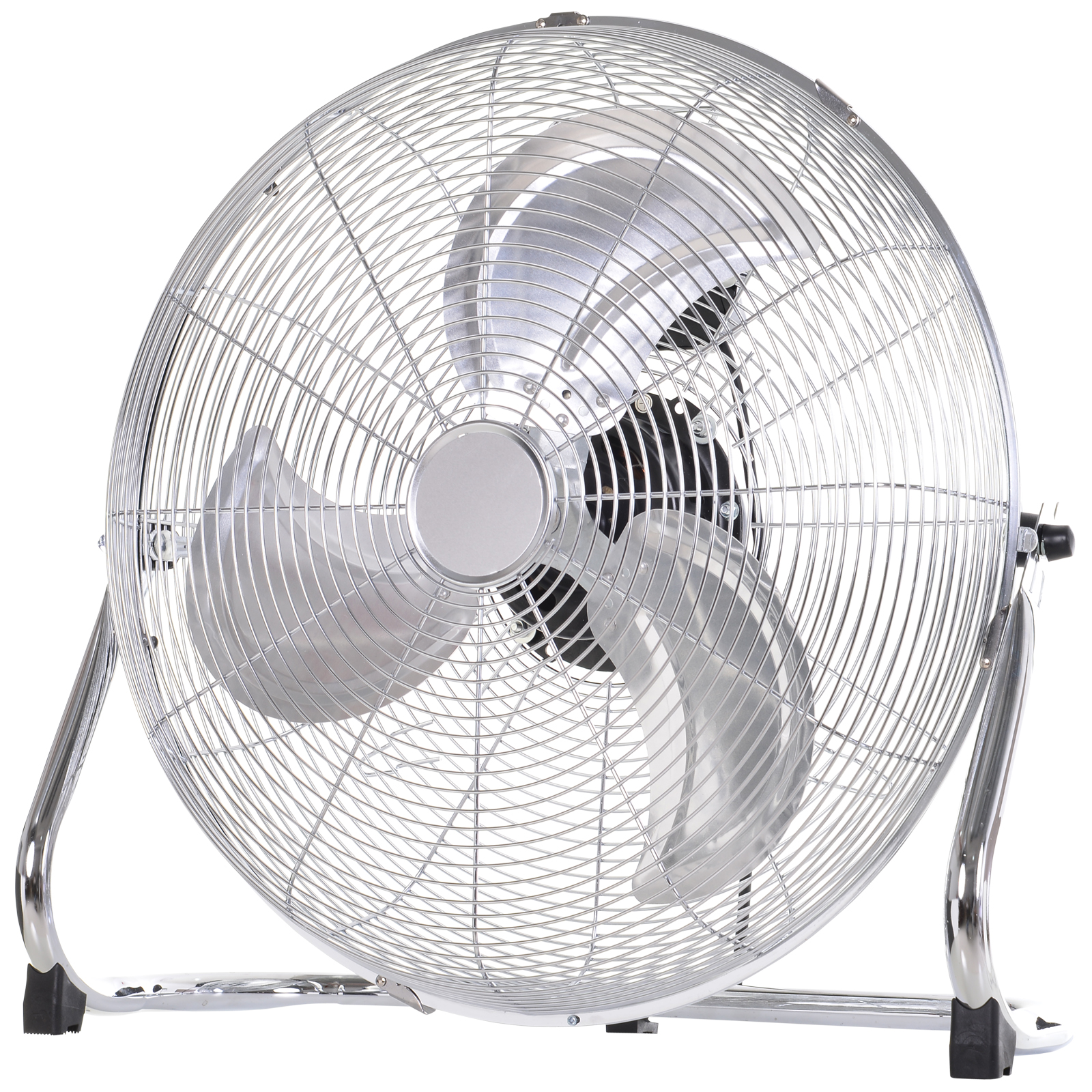 20" Chrome Silver Metal Floor Fan High Velocity 3 Speed Settings Wind Low Noise Adjustable Fan Head 100W - Life Essentials
