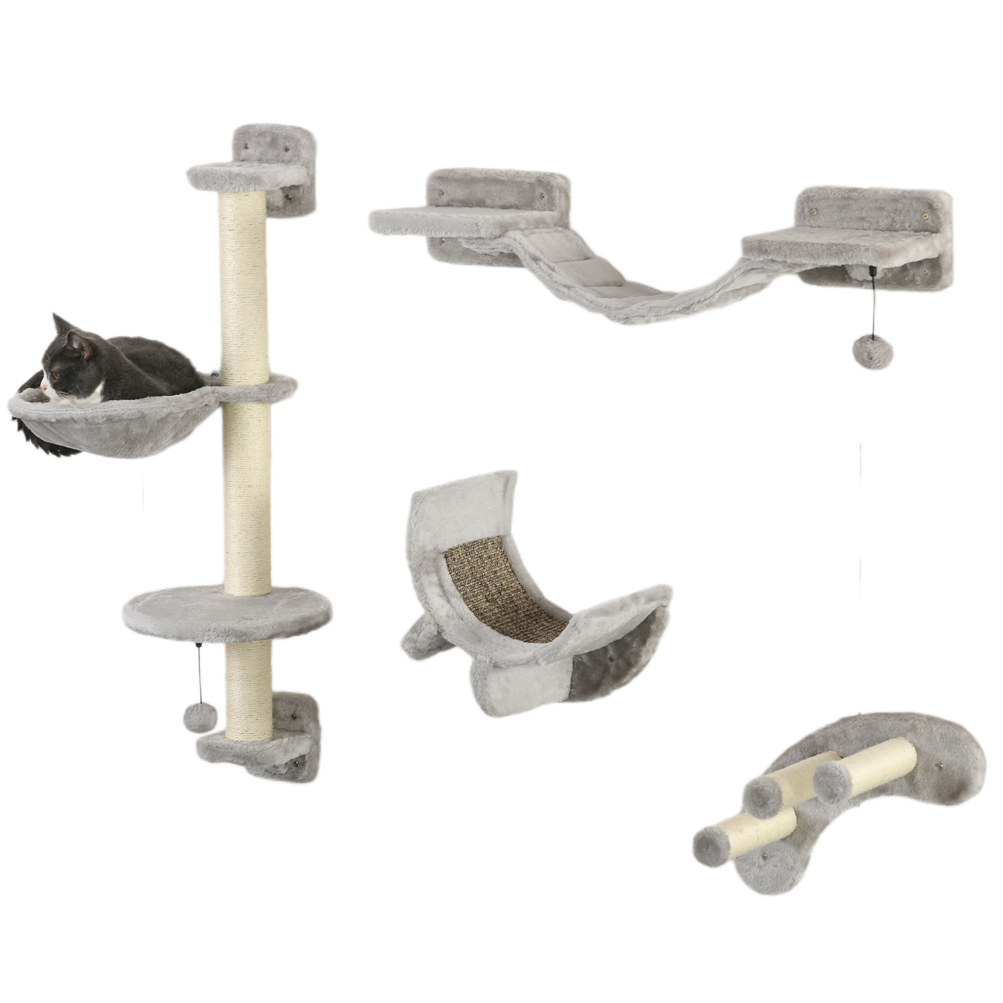 Shelley 4-Piece Cat Wall Furniture - Grey - Life Essentials