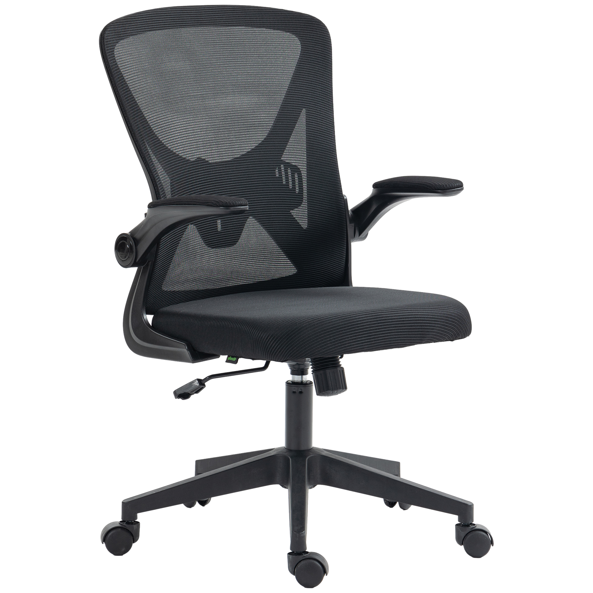 Vinsetto Mesh Office Chair with Flip-Up Armrests - Black - Life Essentials