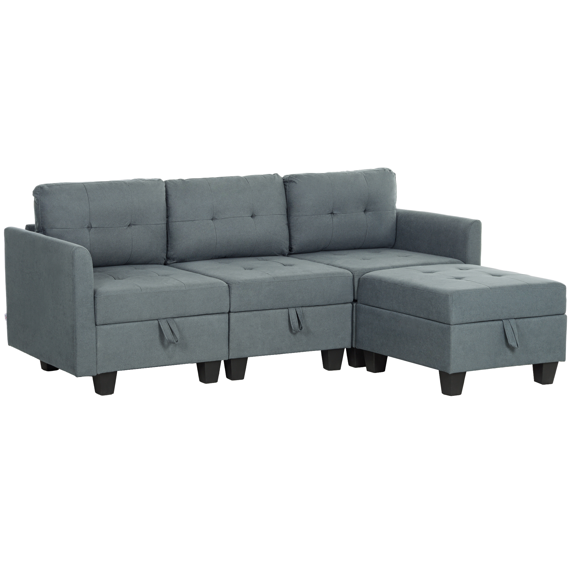 HERON 'L' Shape Modular Sofa, with Storage - Dark Grey - Life Essentials