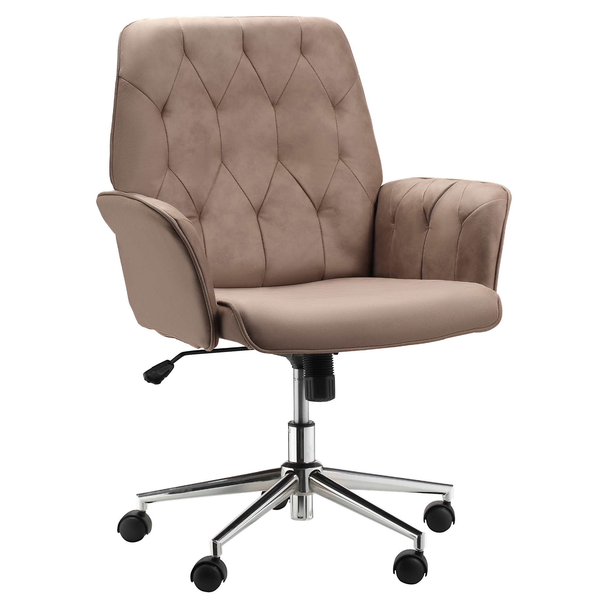 Vinsetto Micro Fibre Office Chair Mid Back Computer Desk Chair with Adjustable Seat, Arm, Brown - Life Essentials