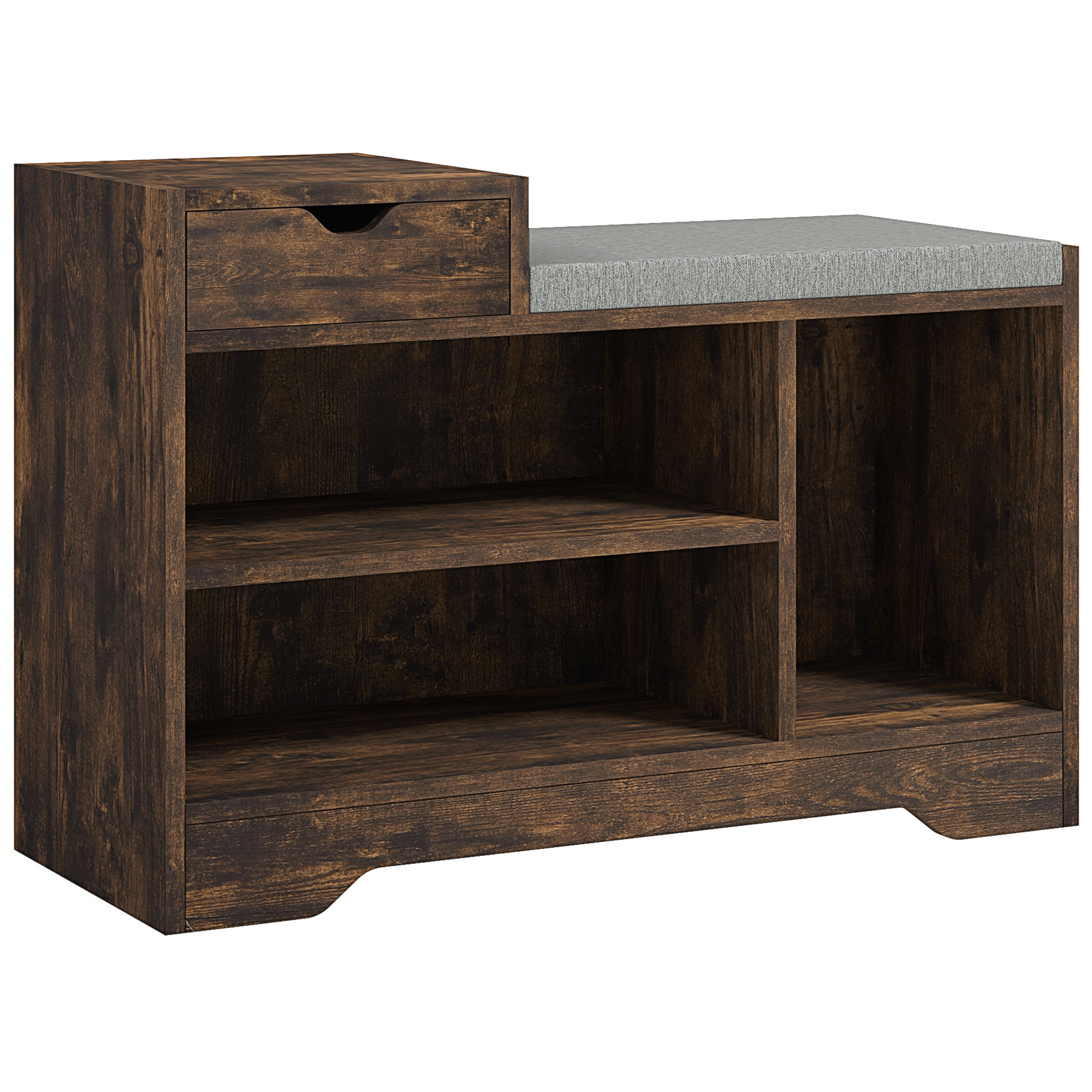 ANWI Shoe Storage Bench with Drawer and Shelves - Life Essentials