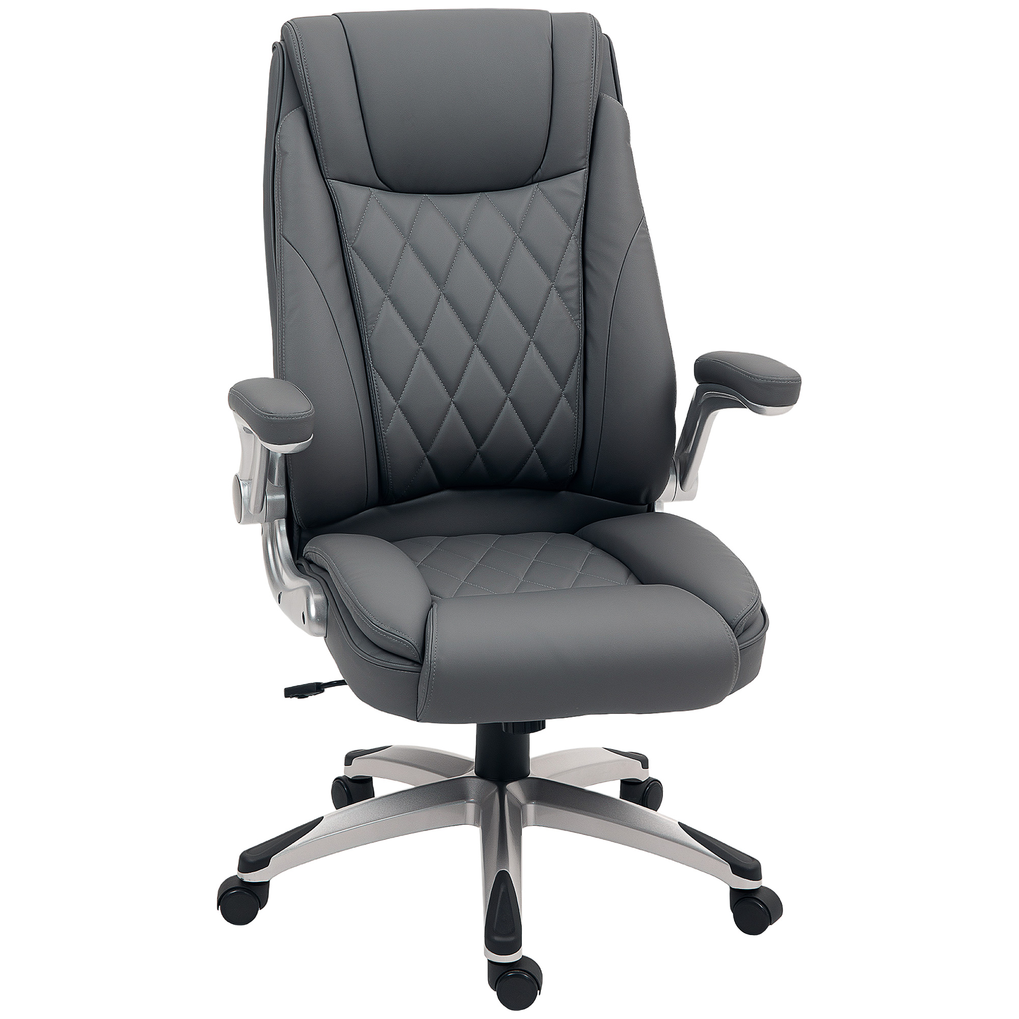 VONSETTA Faux Leather Executive Swivel Office Chair - Dark Grey - Life Essentials