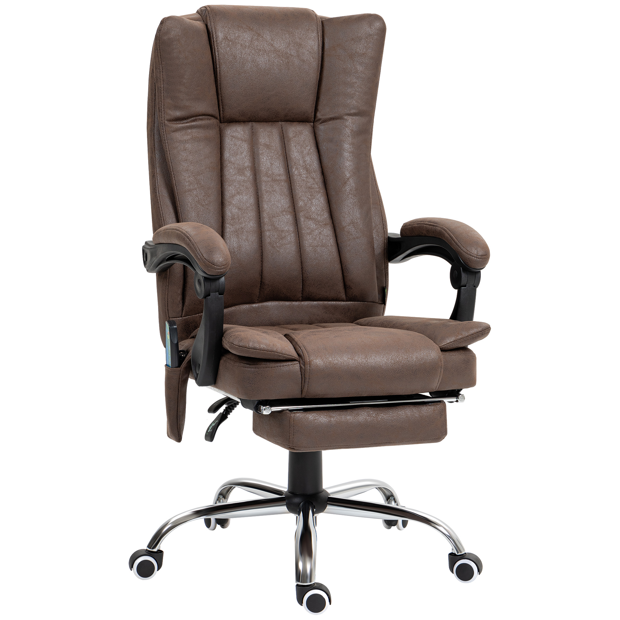 Preston Vibrating Massage Office Chair with Heat Adjustable Height - Dark Brown - Life Essentials
