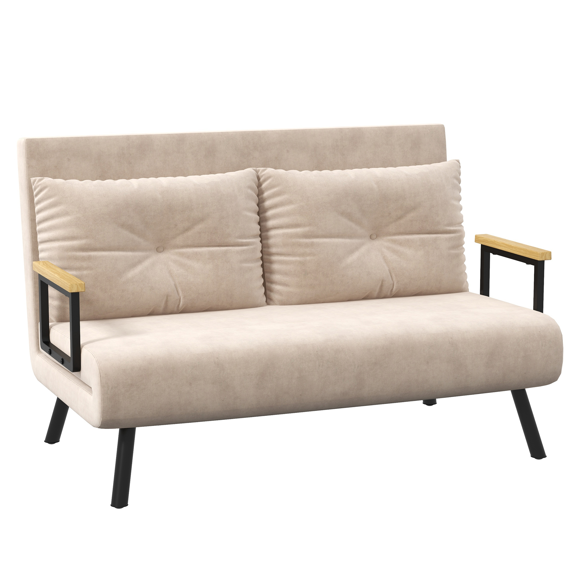 Scott Click Clack Sofa Bed with 2 Cushions - Beige - Life Essentials