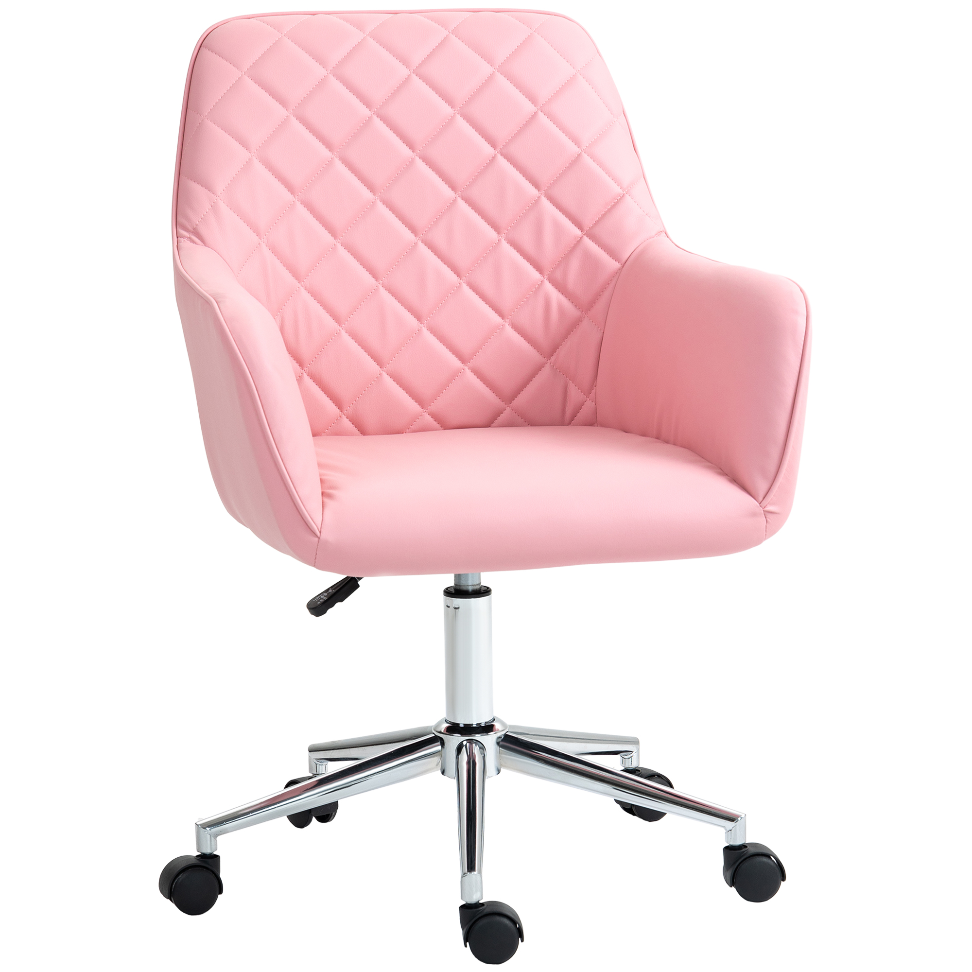 Preston Office Desk Chair Leather-Feel Fabric with Rolling Wheels - Pink - Life Essentials