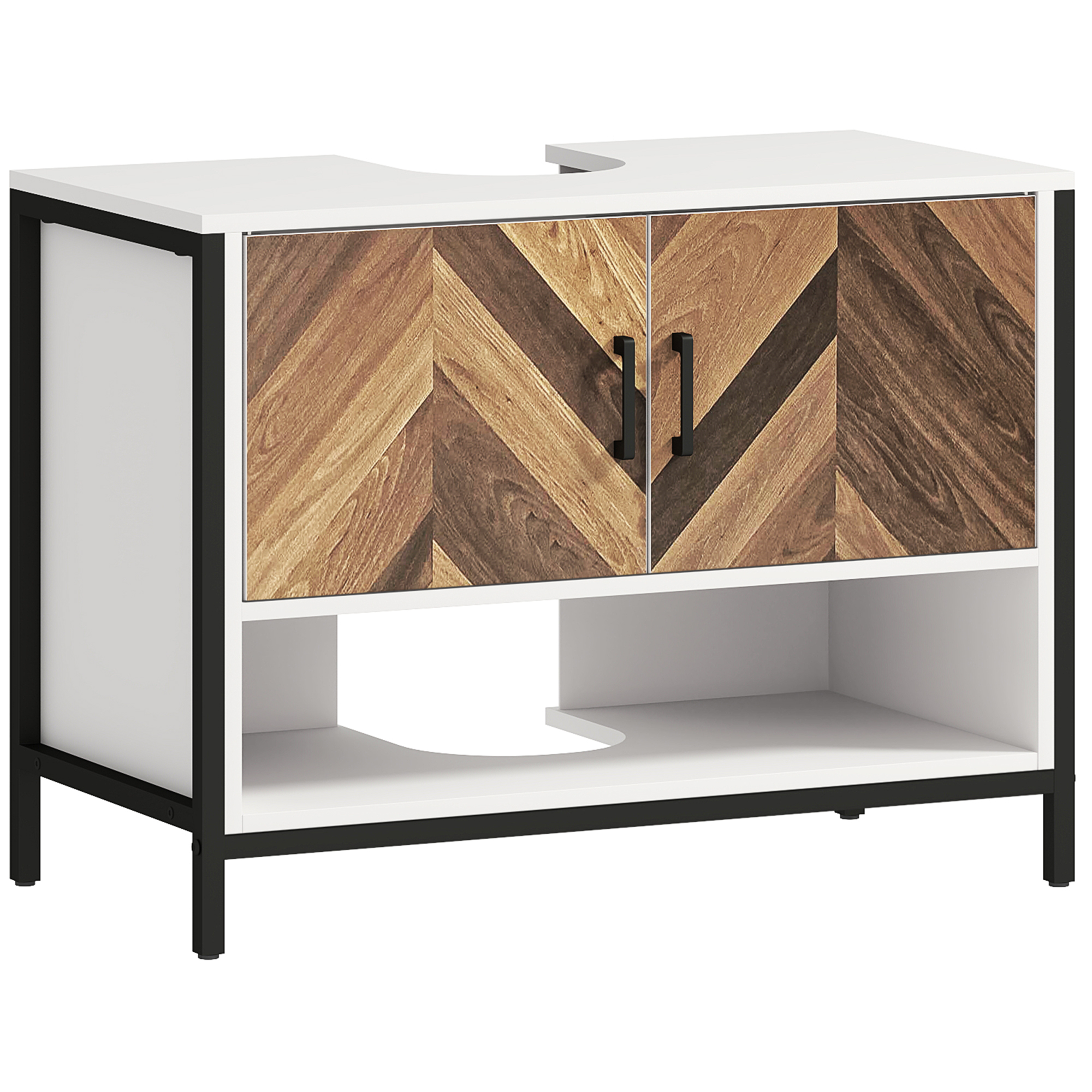 HERON Under Sink Bathroom Cabinet, Cream White - Life Essentials