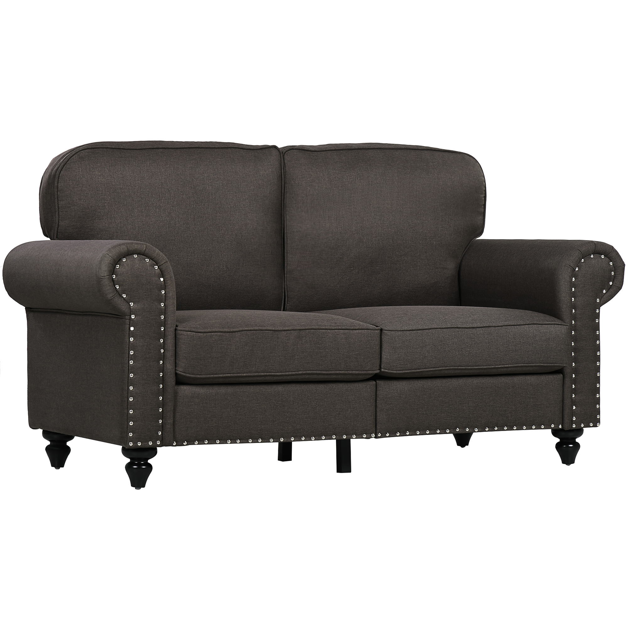 2 Seater Sofa - Mid-Century Sofa with Pocket Springs Brown 156cm - Life Essentials