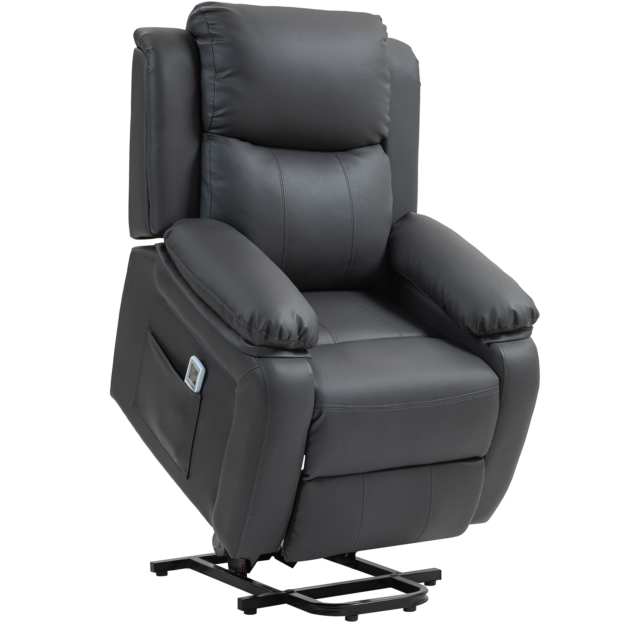 Scott Electric Lift Recliner Chair with Vibration Massage - Dark Grey - Life Essentials
