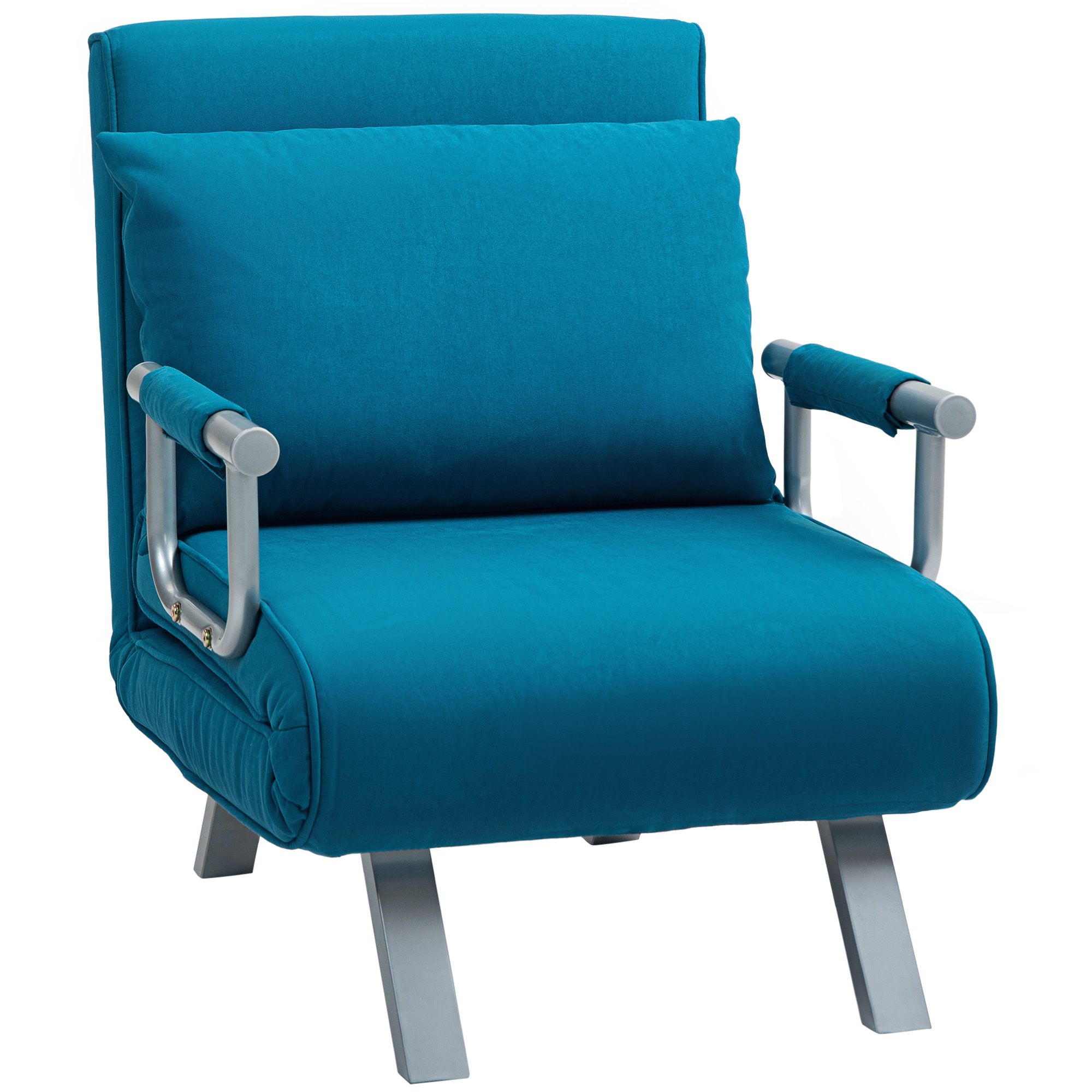 HERON 4-in-1 Faux Suede Chair Bed - Blue - Life Essentials