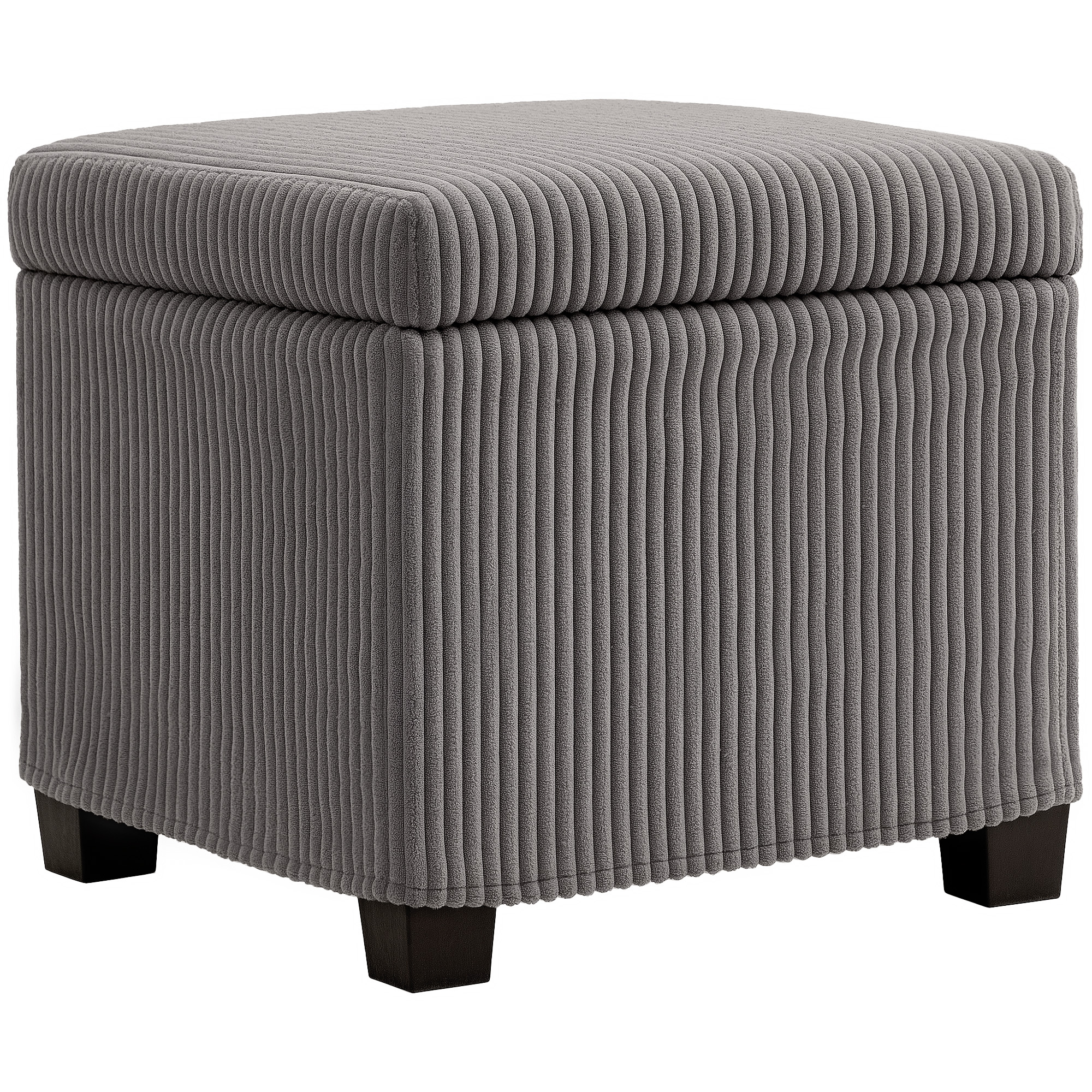 HERON Storage Ottoman Bench, Corduroy Footstool with Removable Lid and Legs, 40cm Storage Chest Box for Living Room, Bedroom, Hallway, Grey - Life 