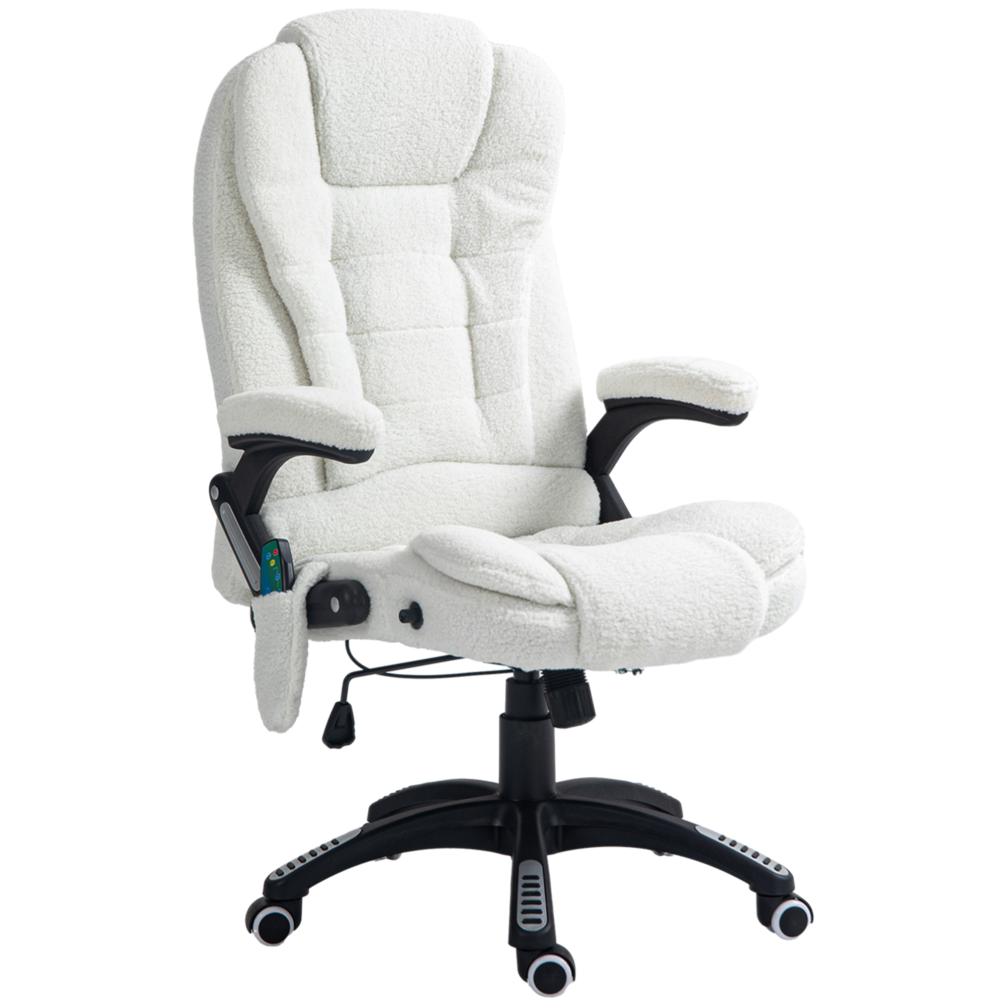 Office Chair - Vinix Boucle Massage Office Chair White 67cm - Life Essentials