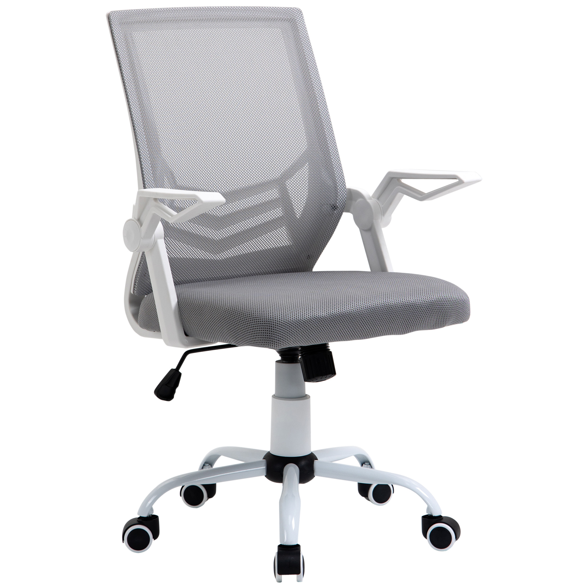Mesh Office Chair Swivel Task Computer Desk Chair for Home with Lumbar Back Support, Adjustable Height, Flip-Up Arm, Grey - Life Essentials