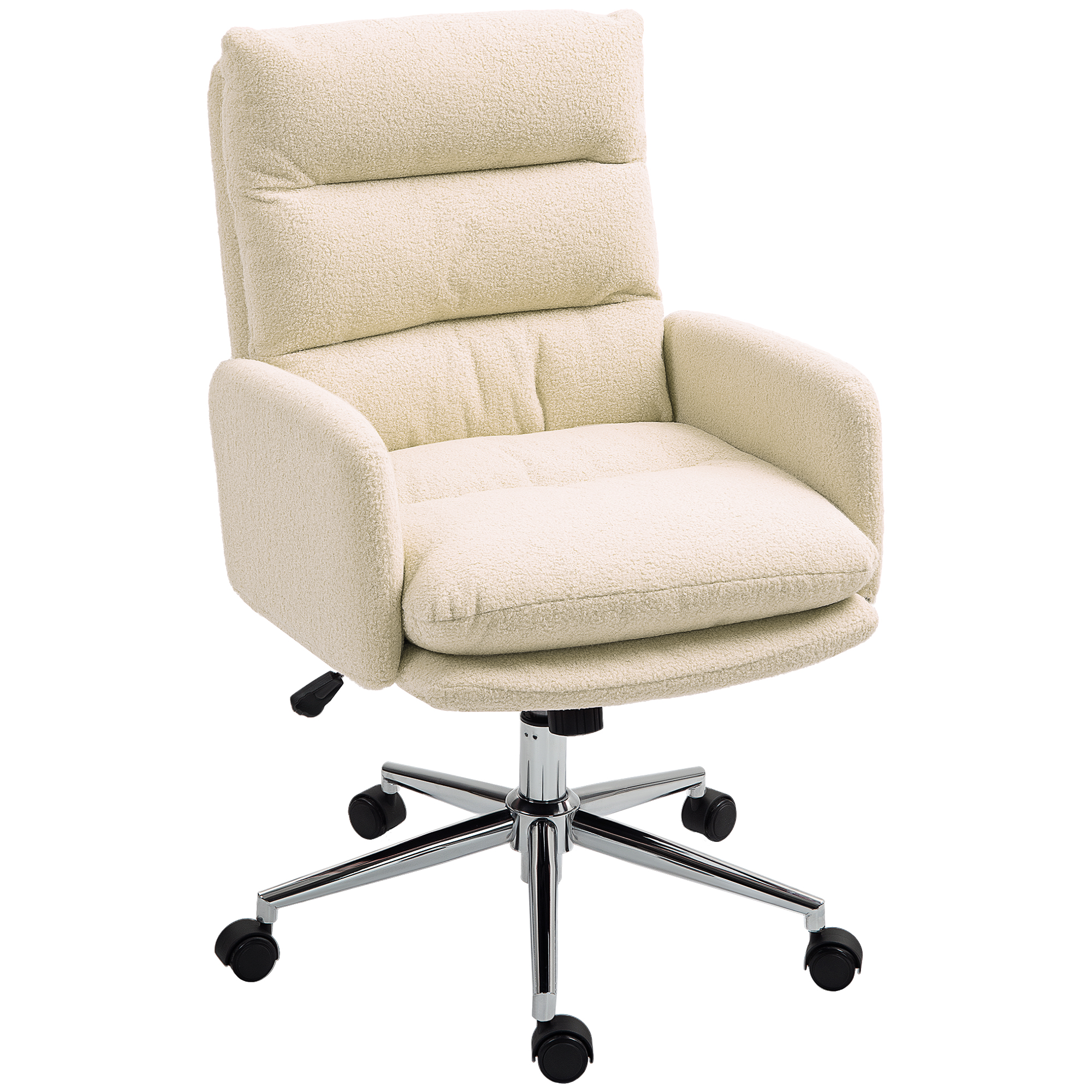 HERON 91-99cm Sherpa Fleece Office Chair - Cream White - Life Essentials