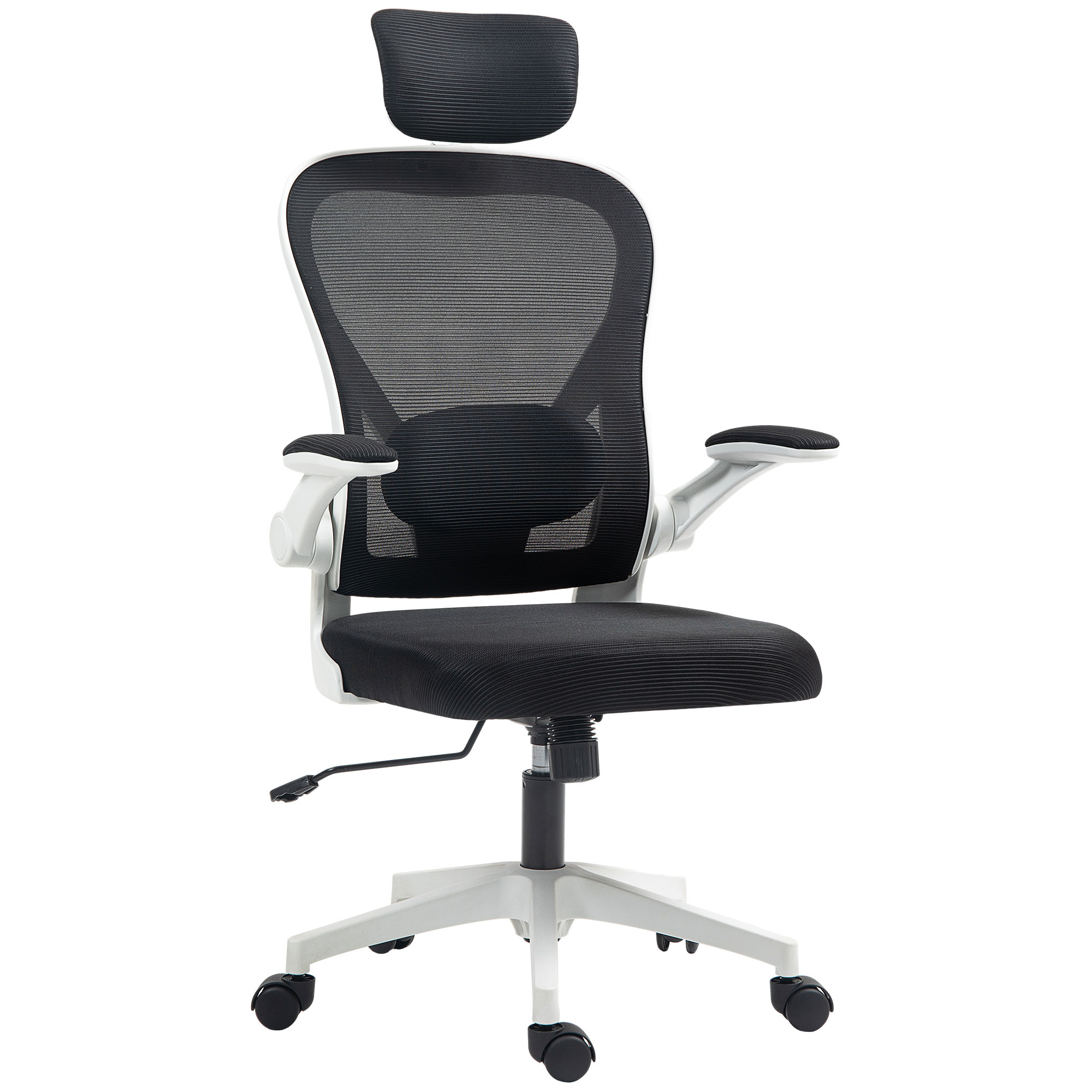 HERON Executive Office Chair, Ergonomic Mesh High Back Desk Chair with Flip-up Armrest, Rotatable Headrest, Black - Life Essentials