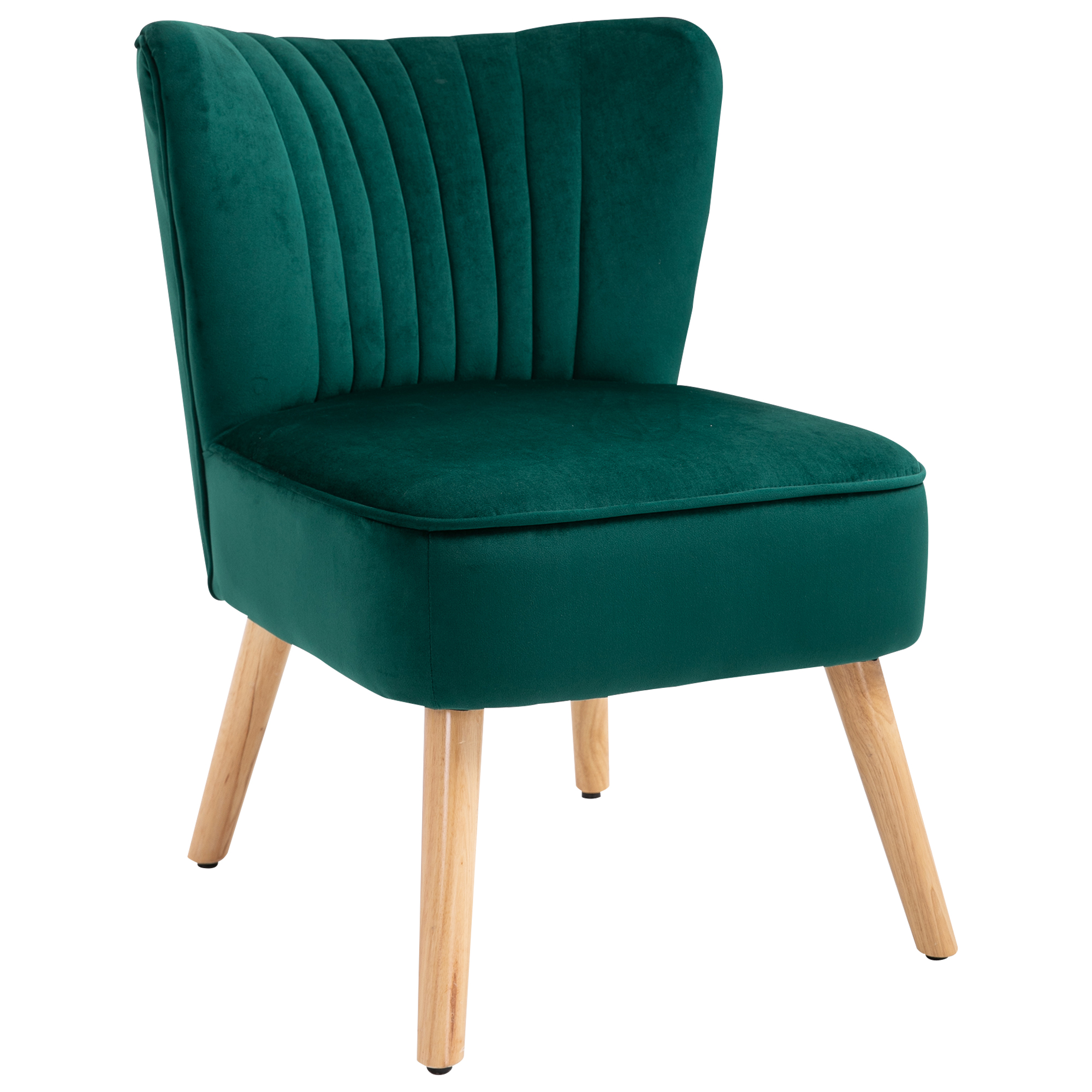 Modern Accent Chair, Fabric Living Room Chair with Rubber Wood Legs and Thick Padding, Green - Life Essentials