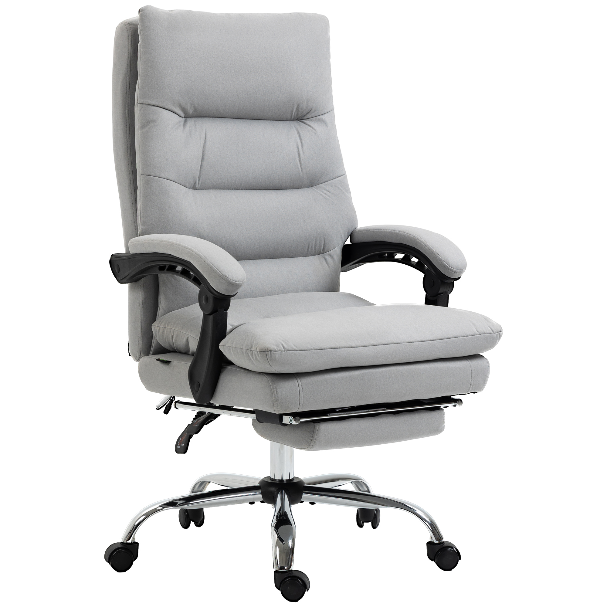 Vinsetto Vibration Massage Office Chair with Heat, Microfibre Computer Chair with Footrest, Armrest, Reclining Back, Double-tier Padding, Grey - Life 