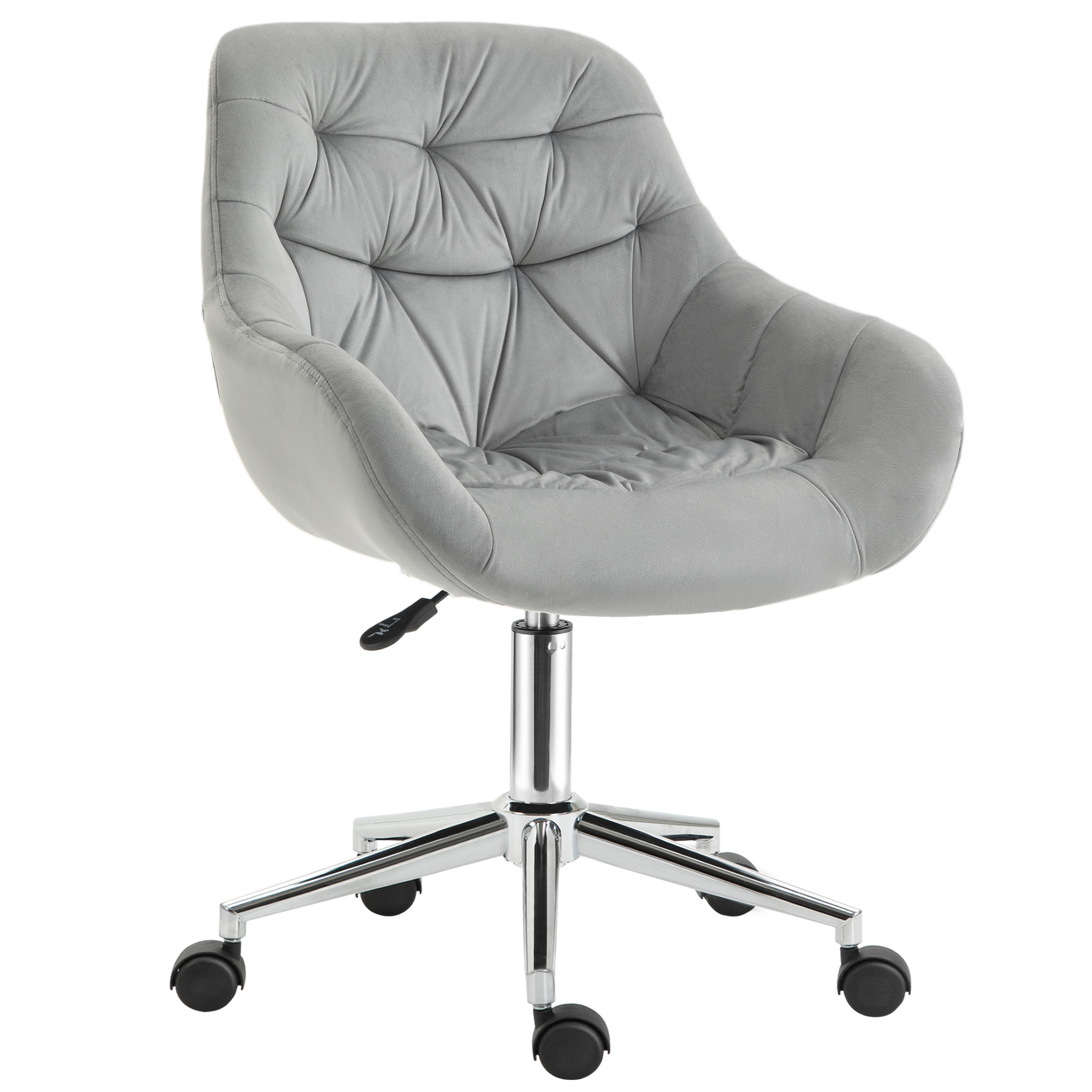 Home Office Chair Velvet Ergonomic Computer Chair Comfy Desk Chair with Adjustable Height, Arm and Back Support, Grey - Life Essentials