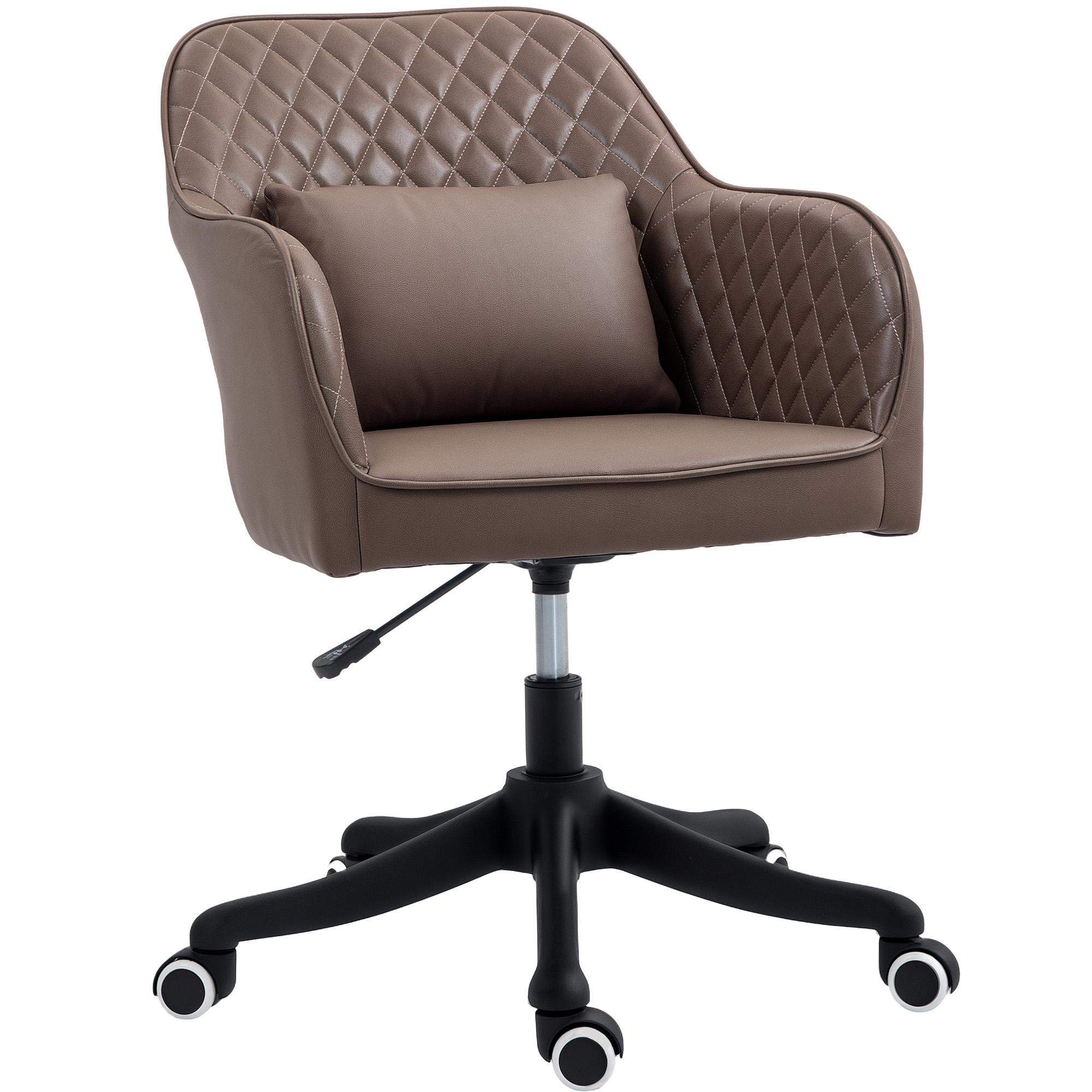 VONSETTA Microfiber Office Chair, Desk Chair, Makeup Vanity Chair with Massage Lumbar Pillow and Rolling Wheels for Bedroom and Home, Brown - Life 