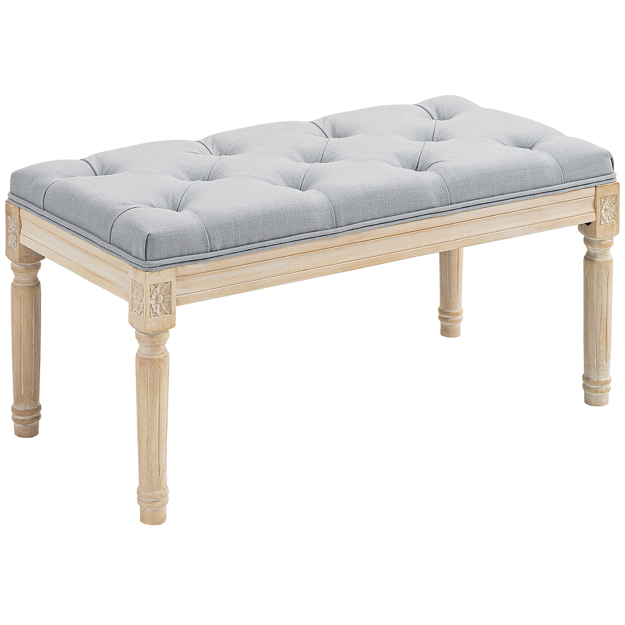 HERON Vintage Wooden Bed End Bench - Light Grey - Life Essentials