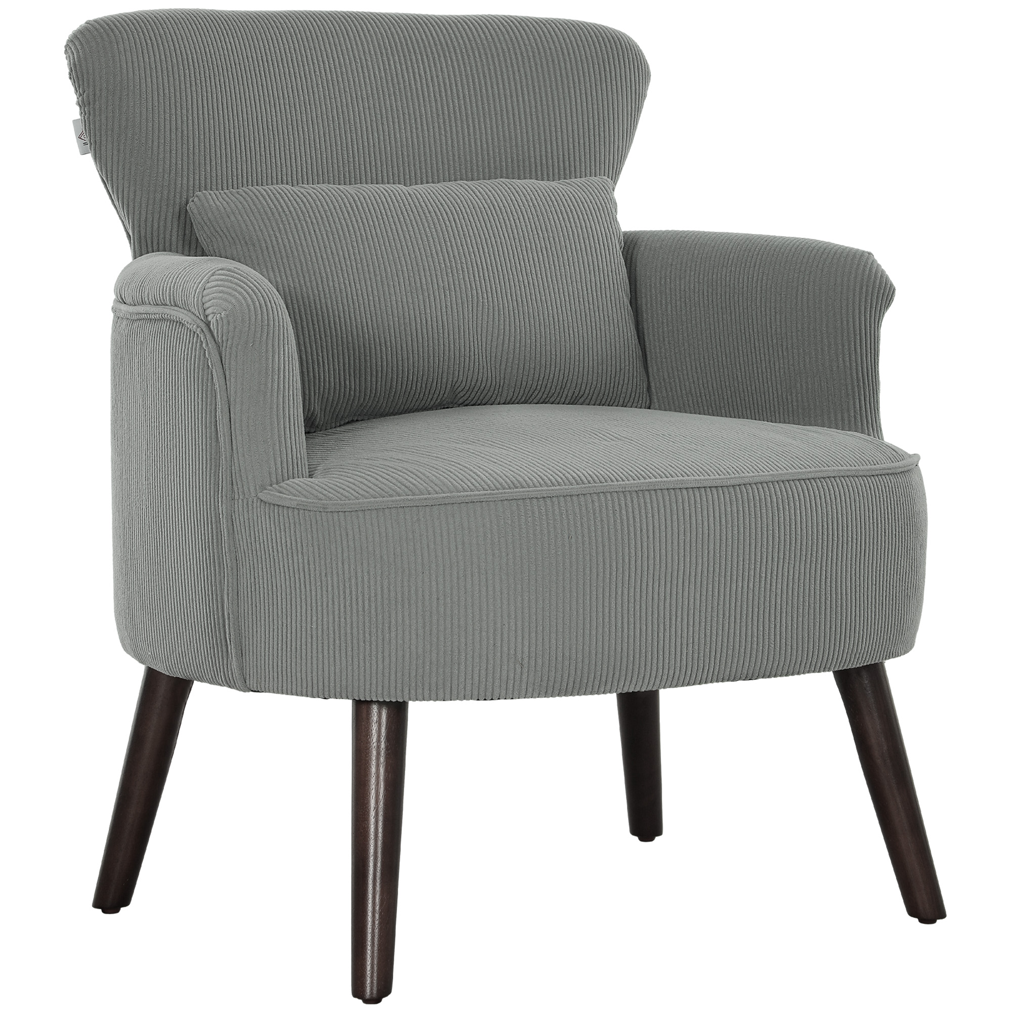 HERON Corduroy Retro Accent Chair - Light Grey - Life Essentials