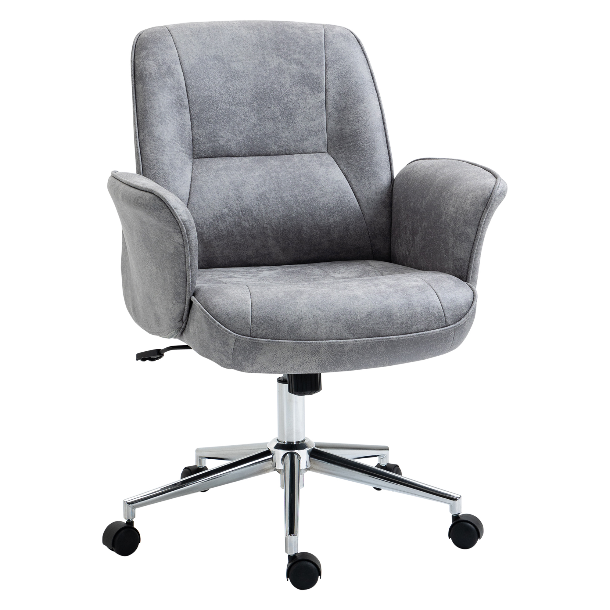 Vinsetto Swivel Ergonomic Office Chair Mid Back Desk Chair for Home Study Bedroom, Light Grey - Life Essentials