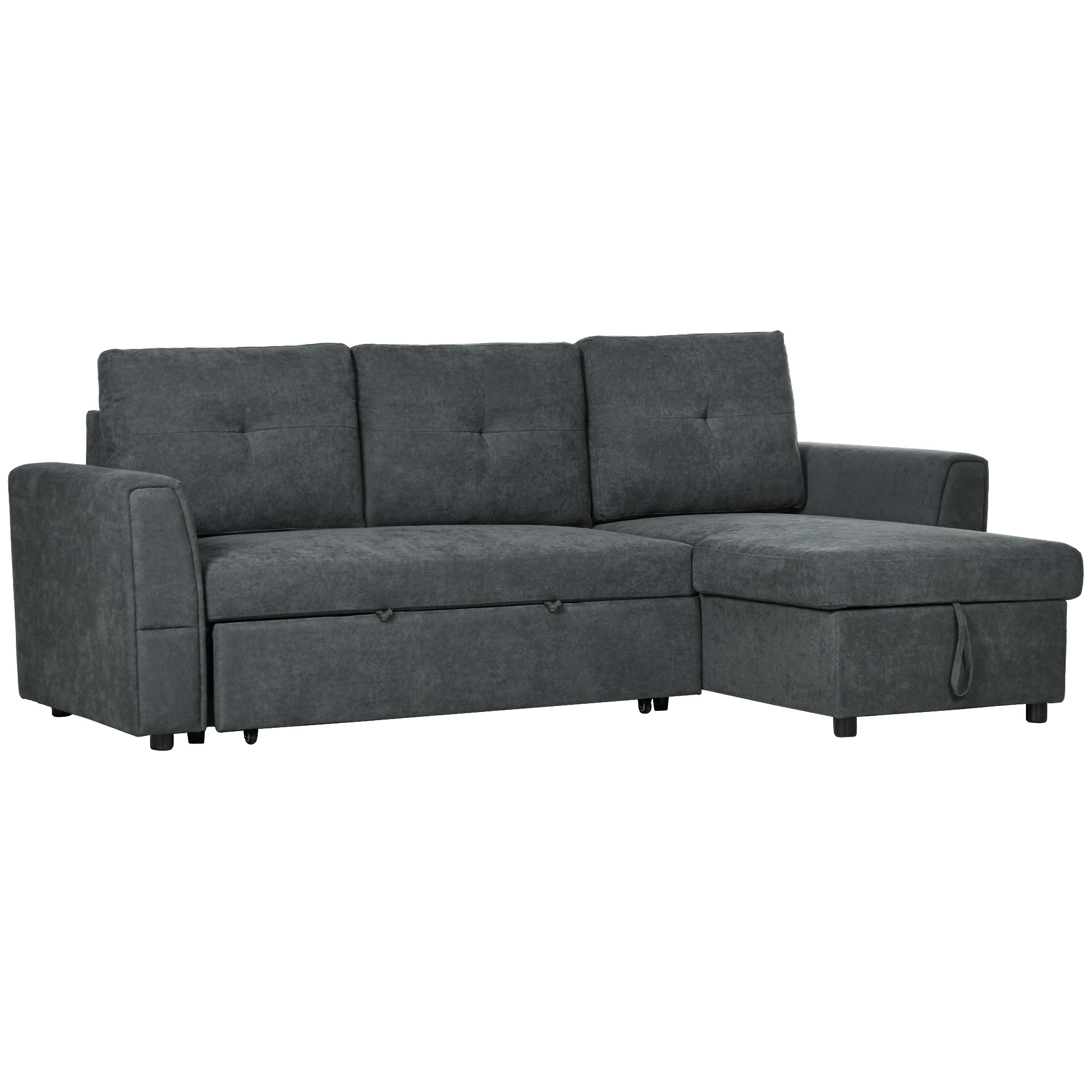 Scott 3 Seater Sofa Bed with Storage - Dark Grey - Life Essentials