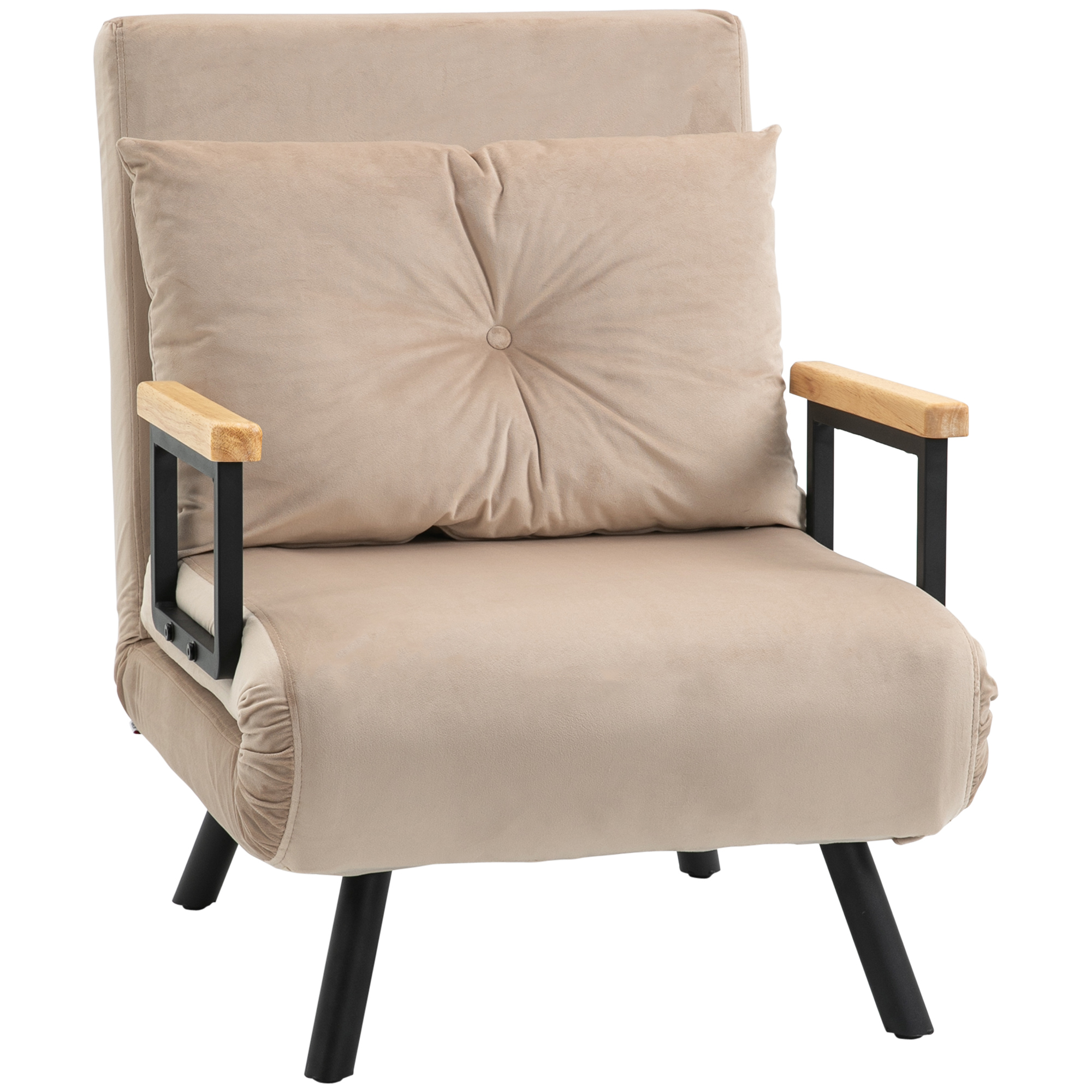 Scott Click Clack Chair Bed with 2 Cushions - Beige - Life Essentials