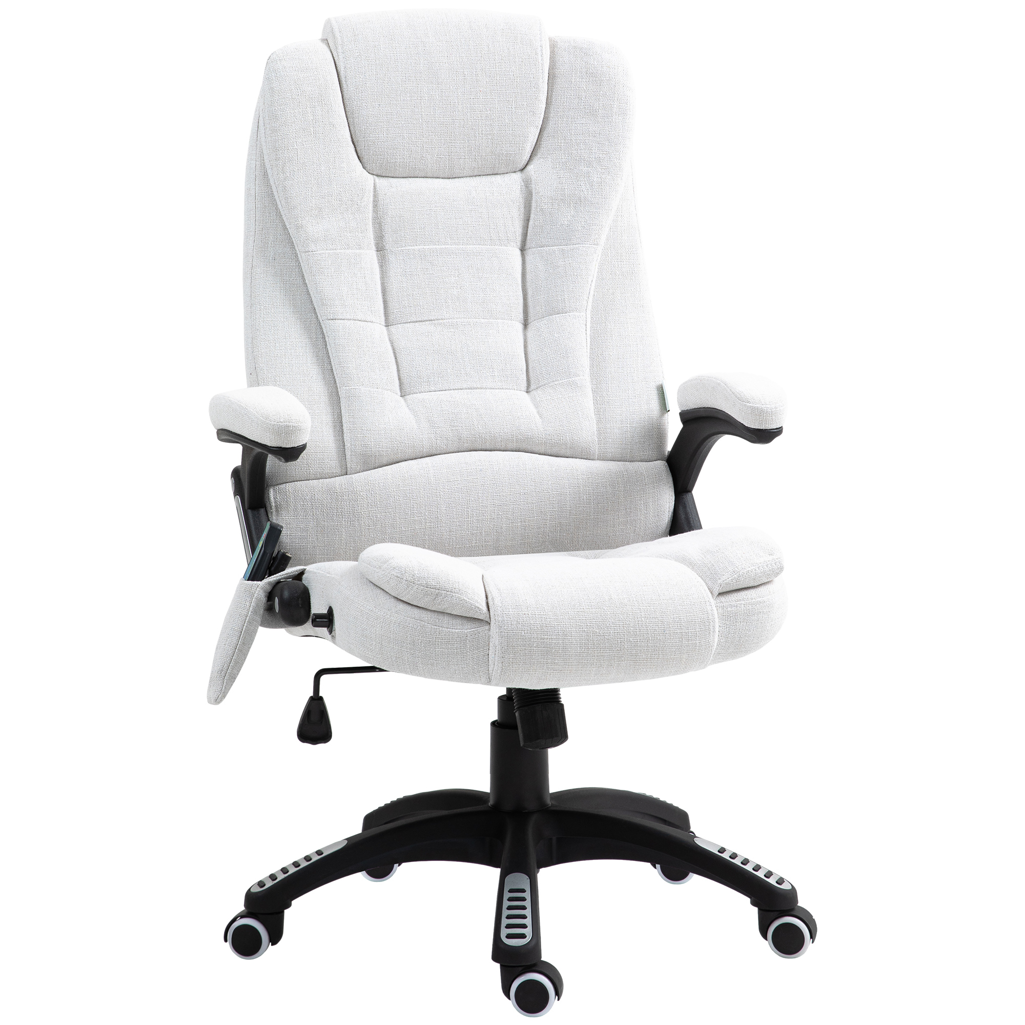 Preston Massage Office Chair with Heated Vibration Points 360 Swivel - Cream - Life Essentials