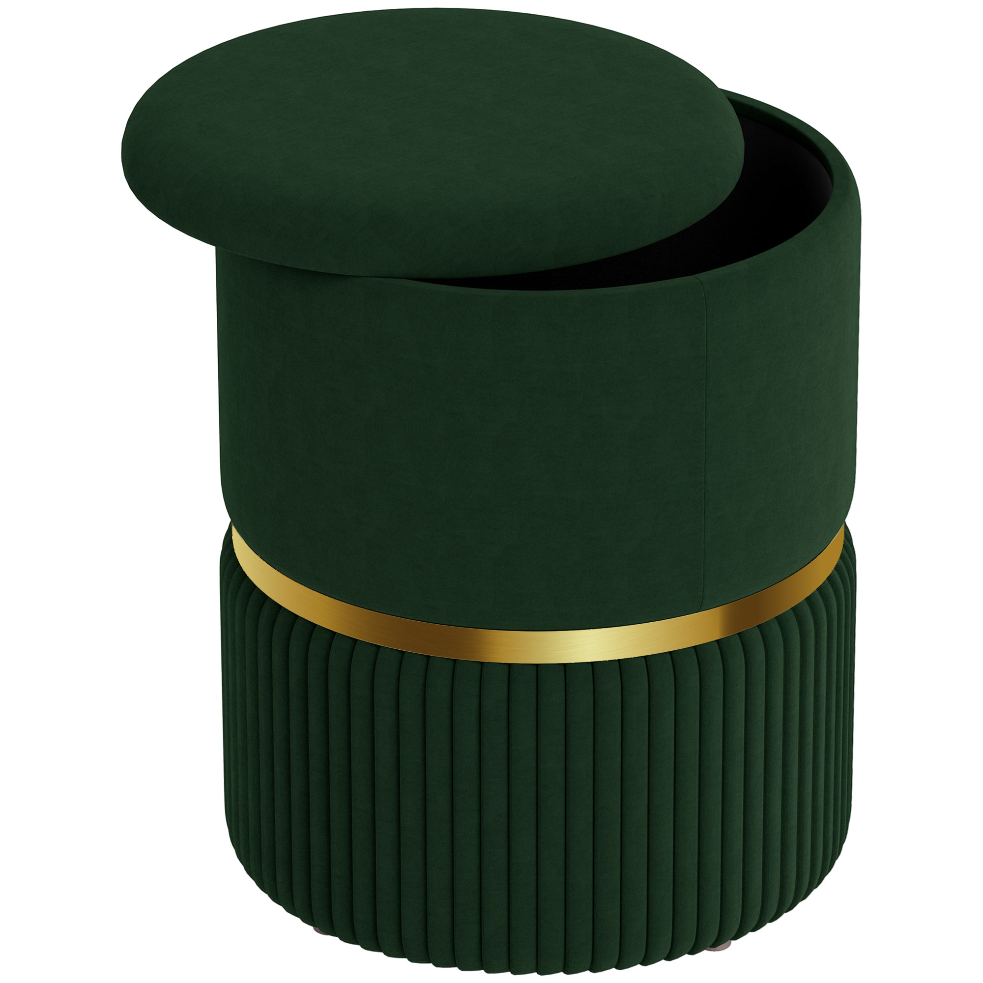 HERON Velvet-Feel Storage Ottoman - Green - Life Essentials