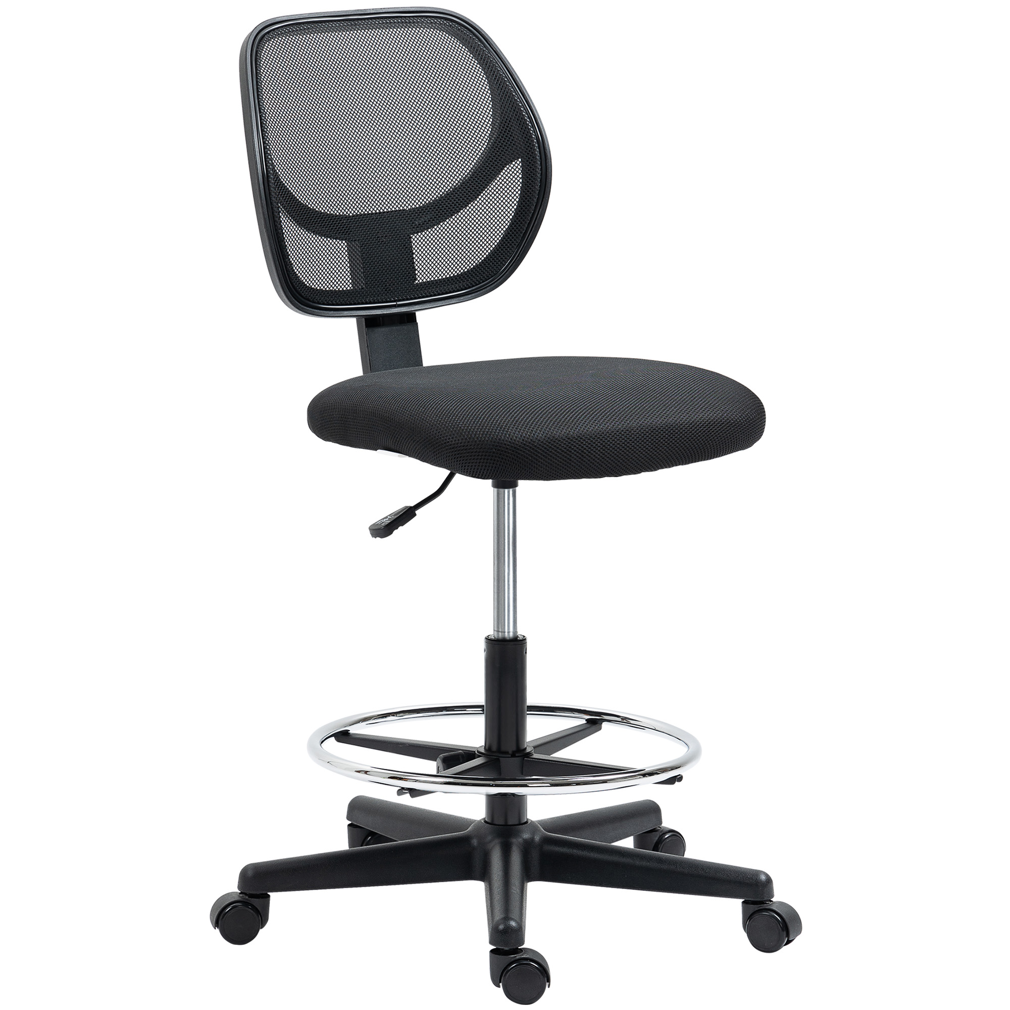 Ergonomic Mesh Standing Desk Chair with Adjustable Footrest Ring and Seat Height Black - Life Essentials