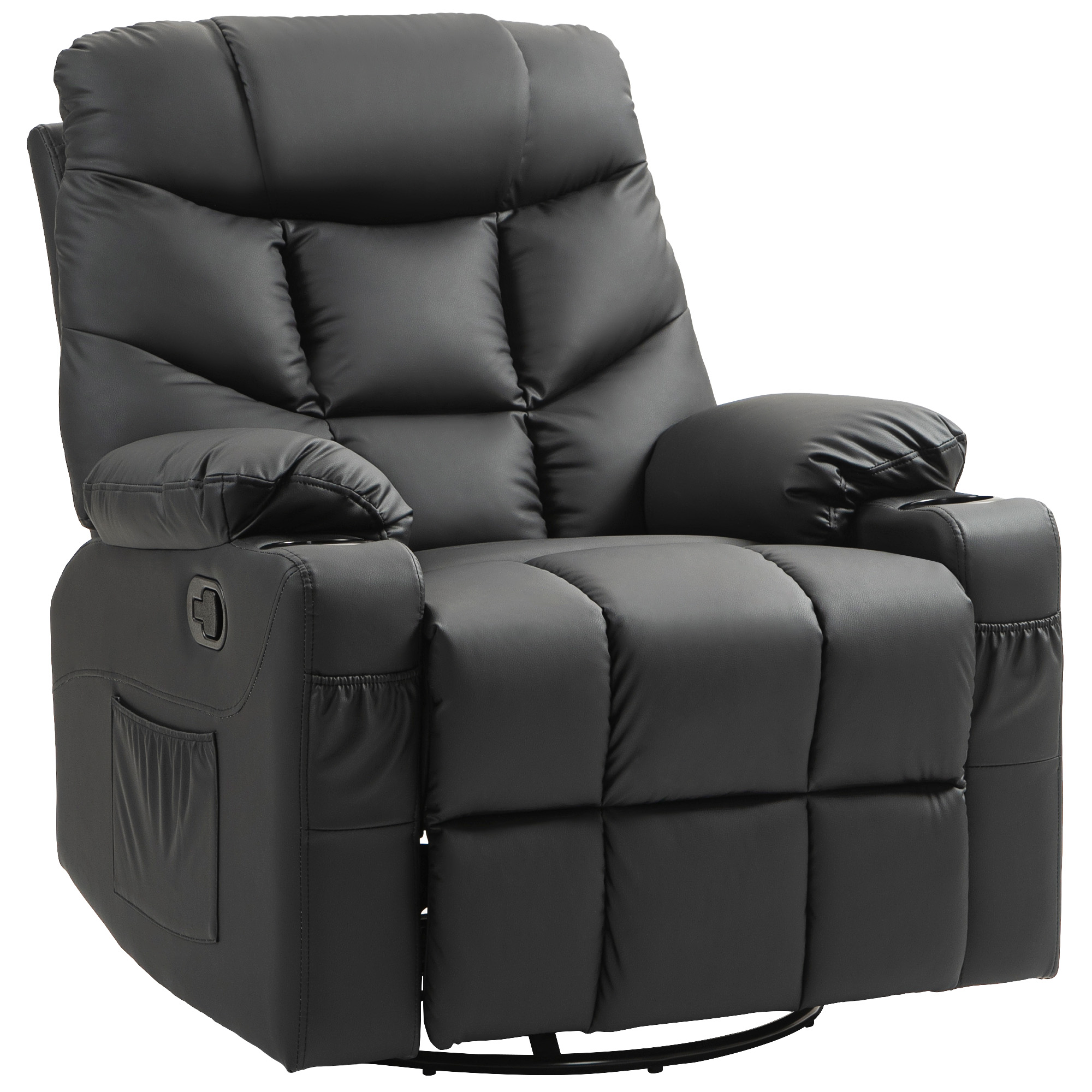 Scott Manual Reclining Chair with Cup Holders - Black - Life Essentials